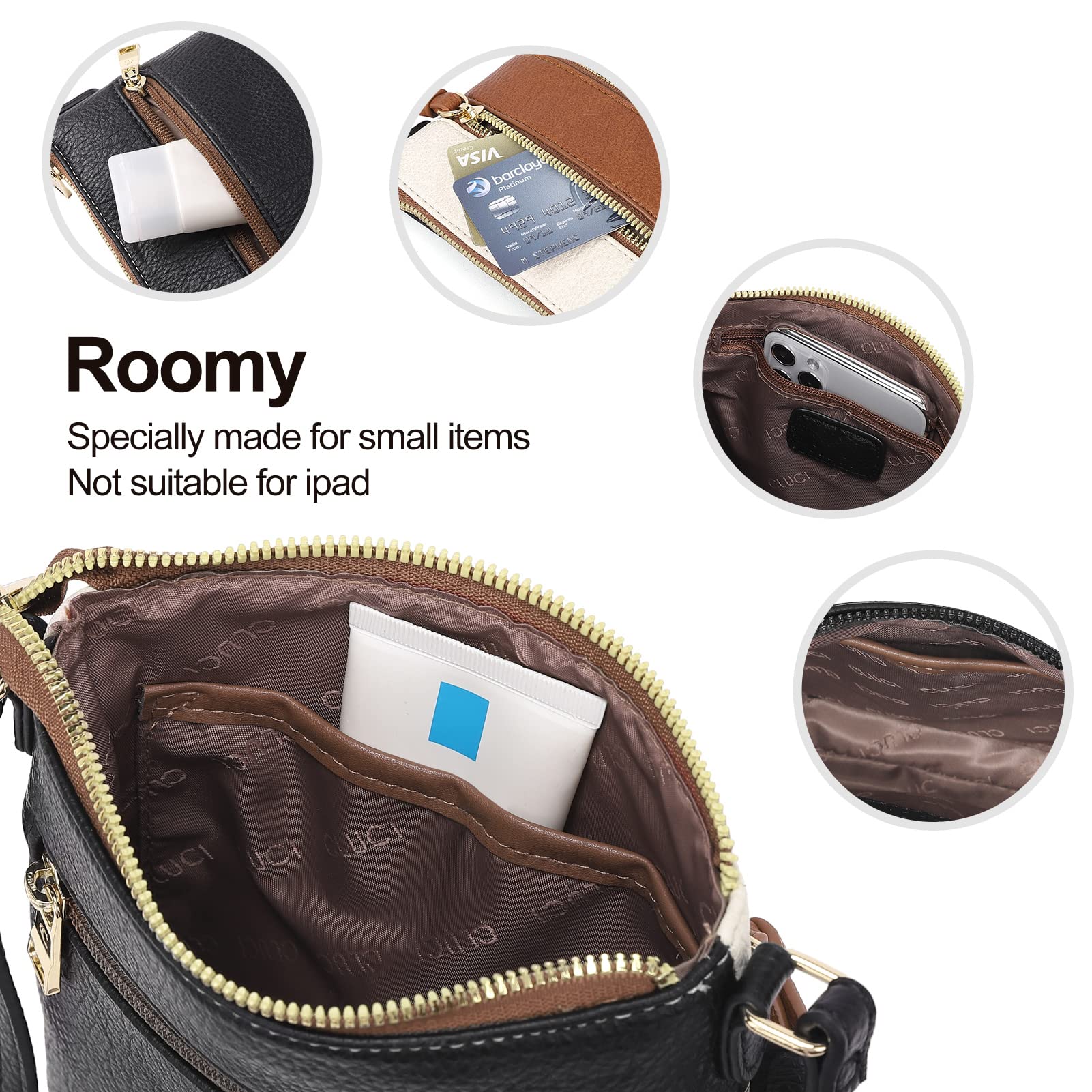 CLUCI Women's Crossbody Purse - Medium Size Soft Leather Shoulder Bag with Adjustable Strap & Zipper Pocket | Perfect for Work, Travel & Everyday Use