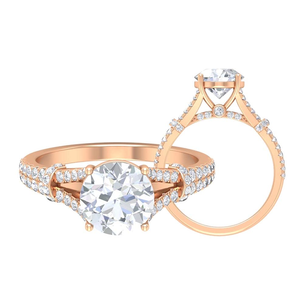 3 CT Cubic Zirconia Engagement Ring - 10K Solid Gold CZ Split Shank Wedding Ring for Women | Perfect for Proposals, Anniversaries & Special Occasions