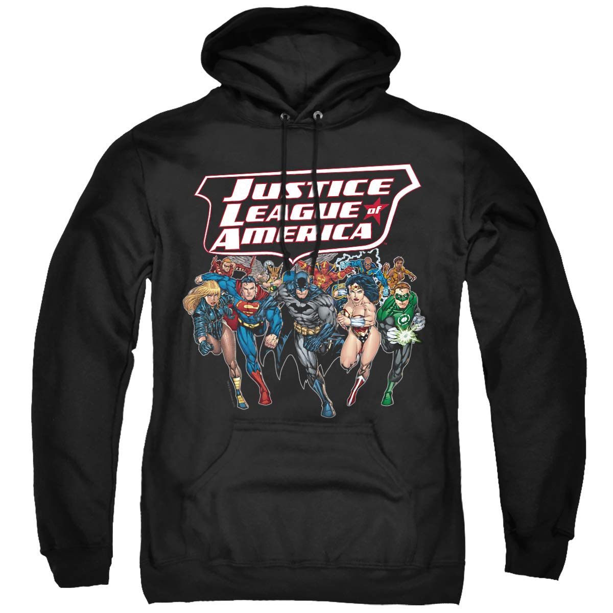 Trevco JLA Justice League Charging Unisex Adult Pullover Hoodie - Superhero Graphic Sweatshirt for Men & Women - Perfect for Cosplay, Comic Con & Casual Wear