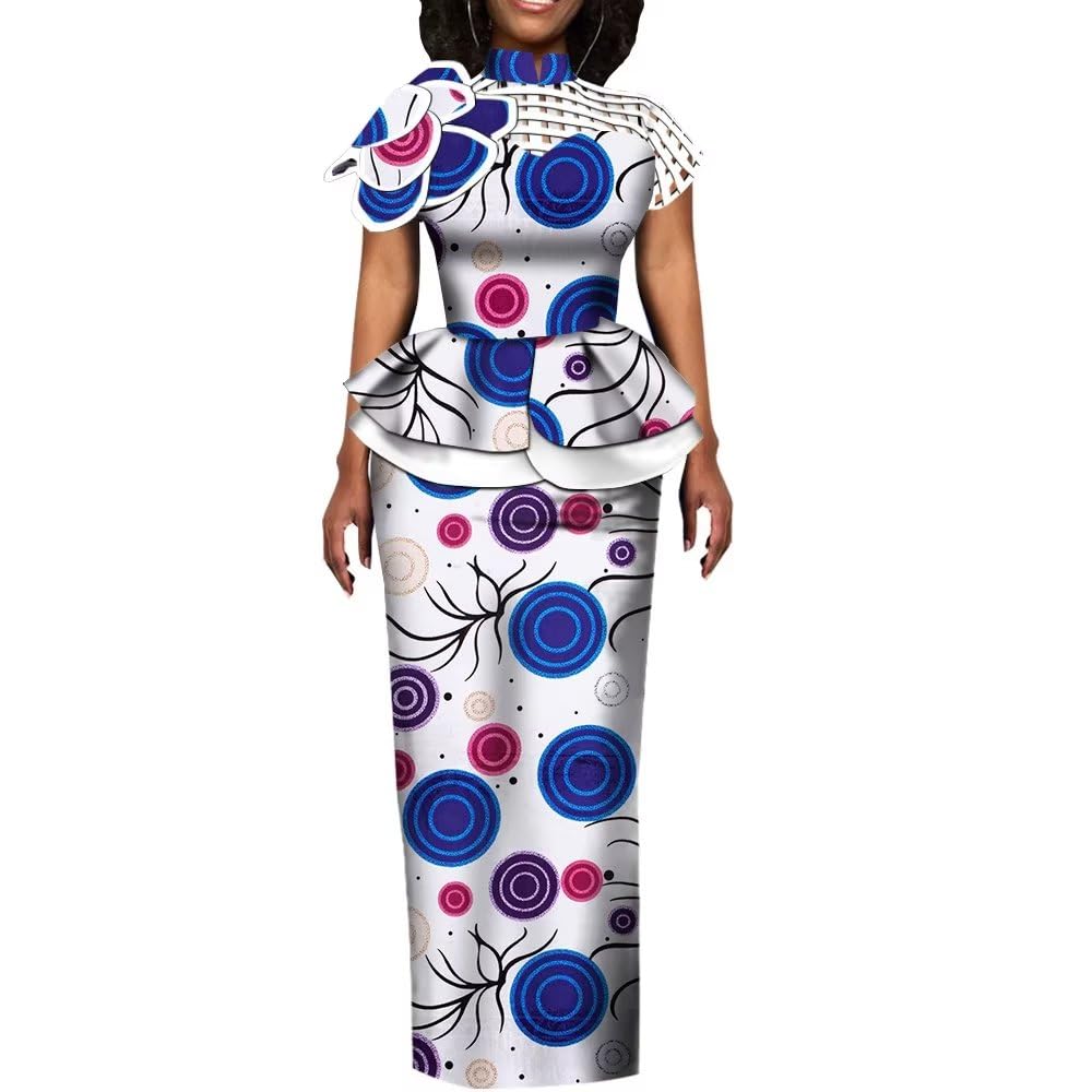 African Print Women's Outfit Set - Floral Braided Tops & Long Skirts | Traditional Ankara Dress for Parties, Weddings & Cultural Events