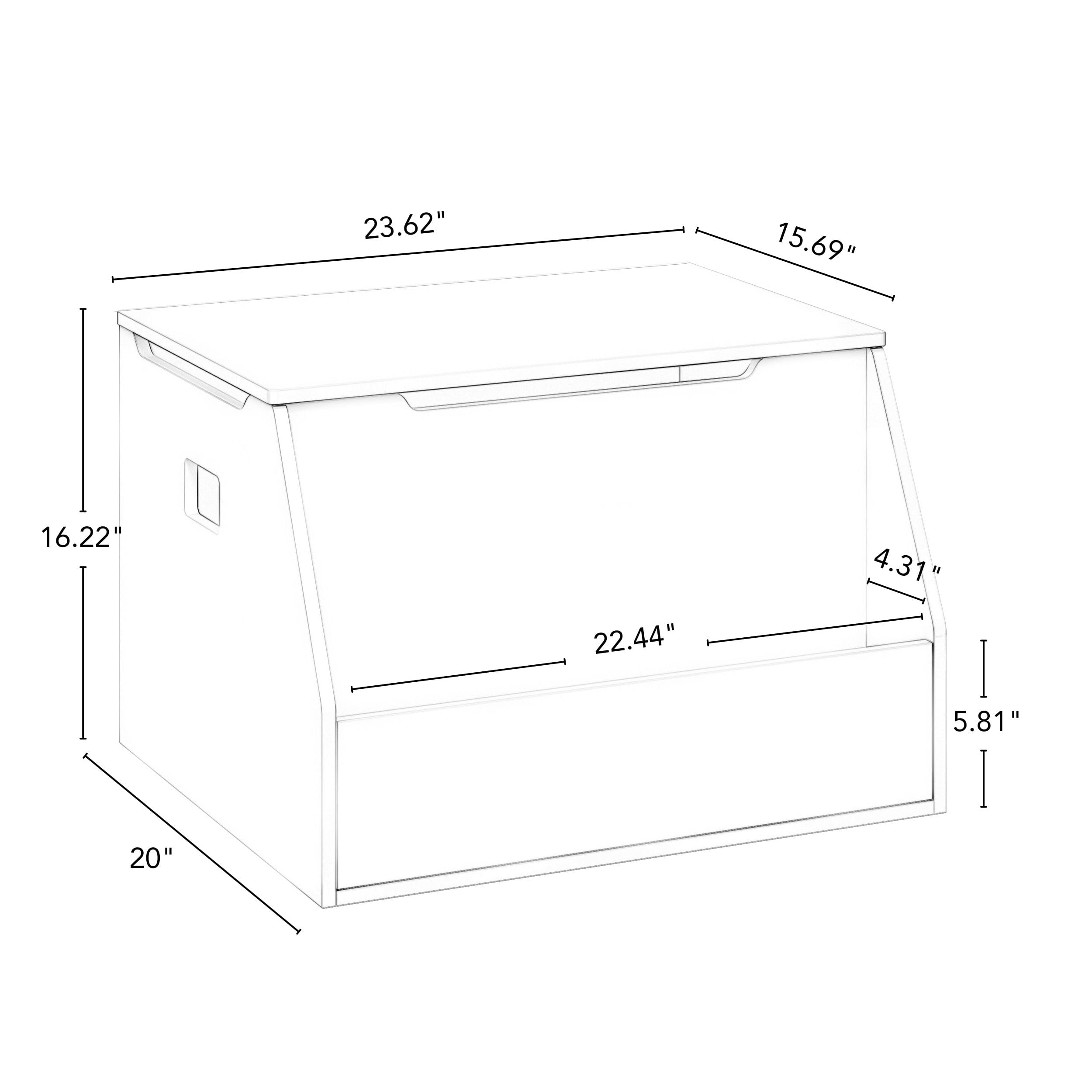 RiverRidge Kids Toy Storage Box with Front Bookrack & 2 Floating Bookshelves - White Organizer for Nursery, Playroom & Bedroom - Perfect for Storing Toys, Books & Kids Essentials