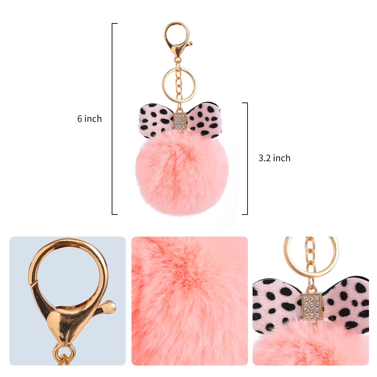 Fluffy Pom Pom Keychain - Soft Artificial Fur Ball Keyring for Car Keys, Bags & Backpacks | Cute Accessory for Women, Girls & Teens | Perfect Gift for Friends & Family