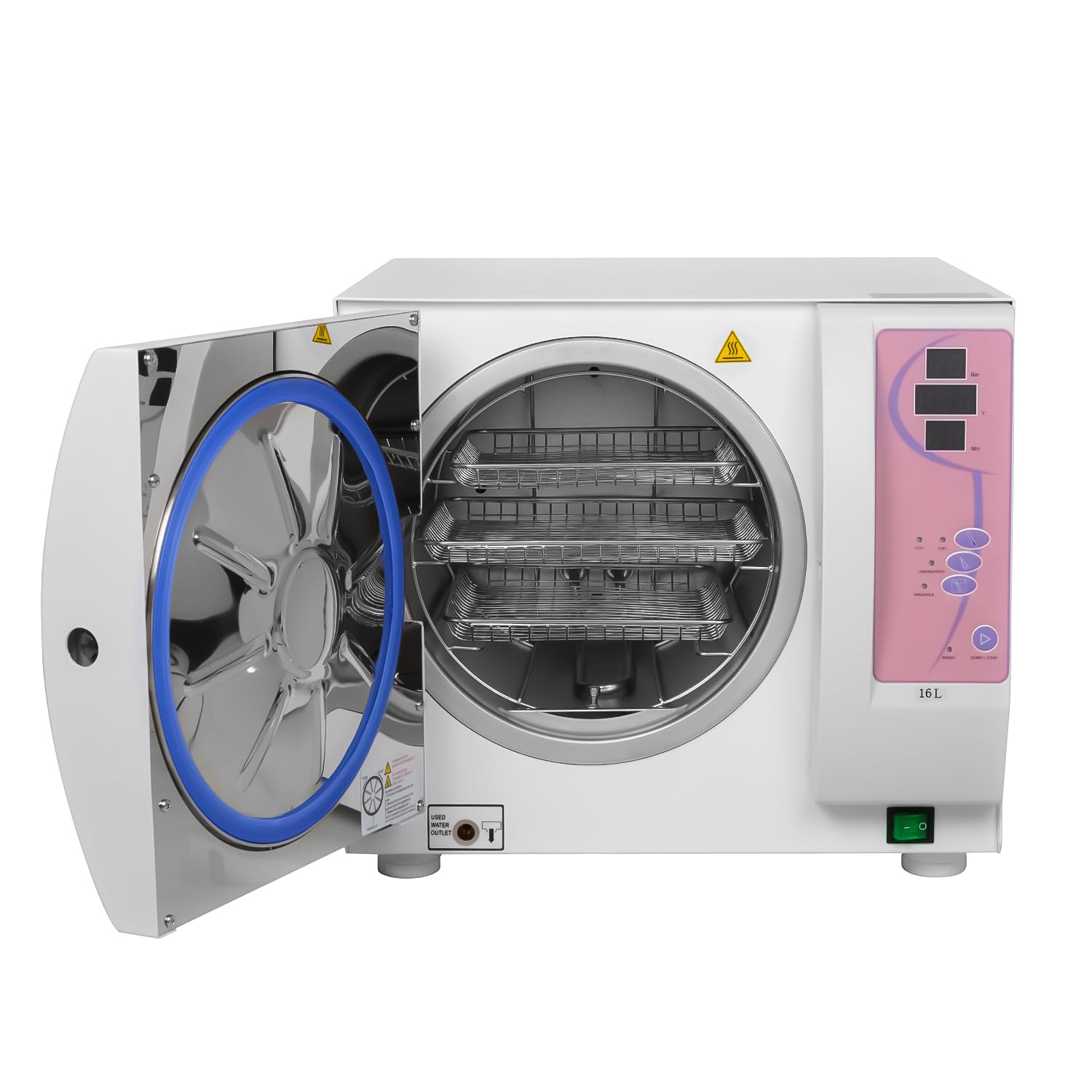 16L Digital Display Full-Automatic Autoclave Steam Sterilizer - Manual Door Lock, High Pressure & Temperature, Class N Series (Purple) - Perfect for Dental Clinics, Tattoo Shops & Medical Equipment Sterilization