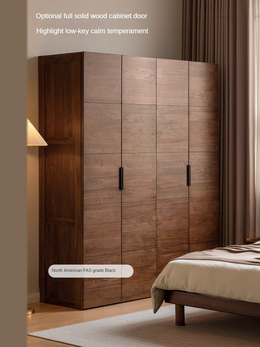 Premium Black Walnut Solid Wood Wardrobe Closet - Spacious Storage for Bedroom, Walk-In Closet & Guest Room Organization