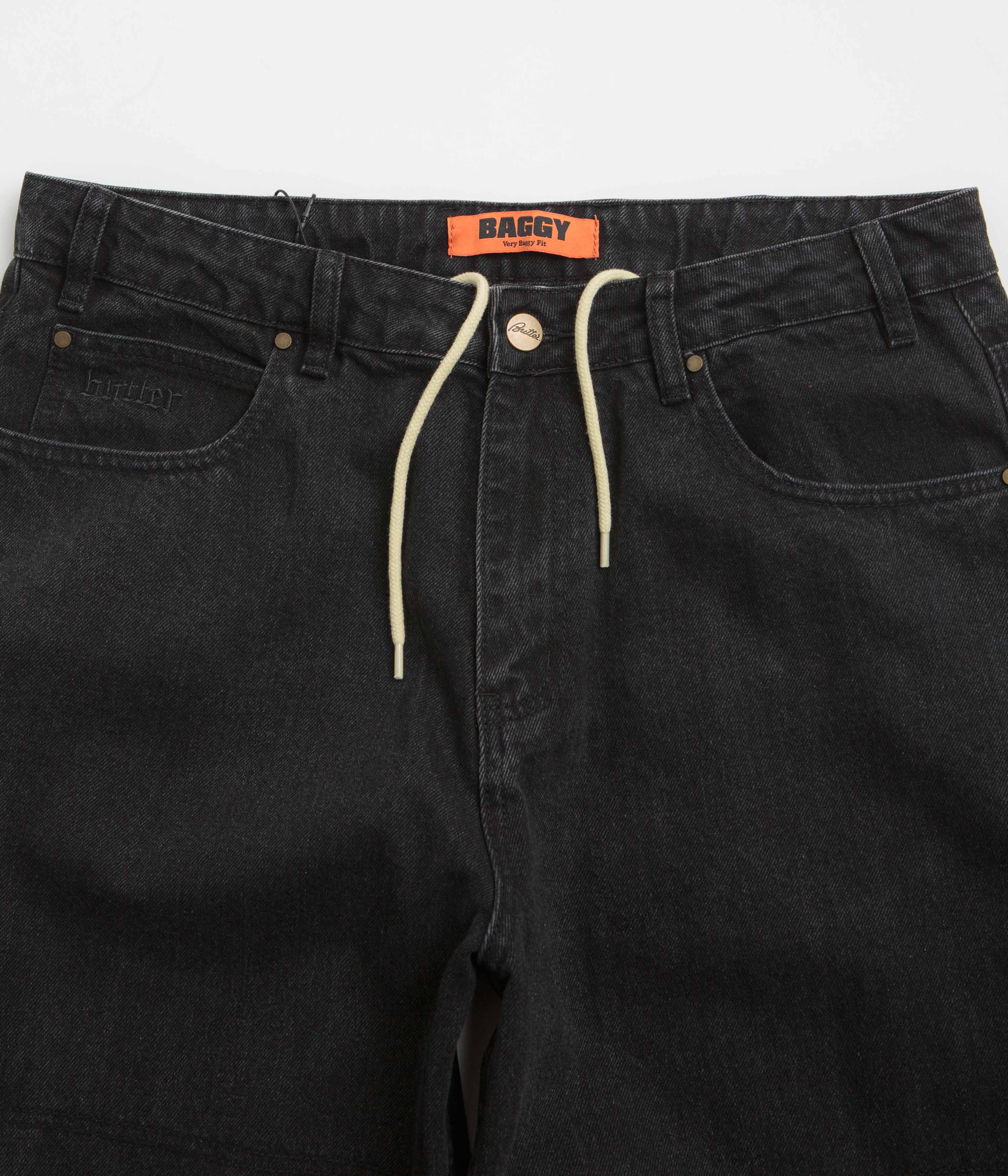 Butter Goods Rivet Jeans - Washed Black Denim Pants for Men | Stylish Slim Fit Jeans with Rivet Details | Perfect for Casual Wear, Street Style & Everyday Outfits