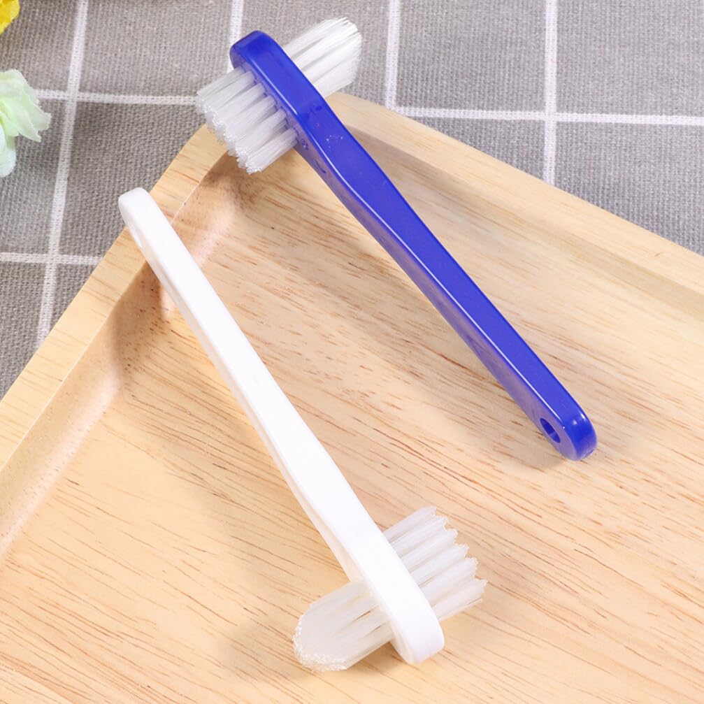 Beaupretty 4 Pack Double Headed Toothbrush Cleaners - Portable Finger Nail & Teeth Cleaning Brush Set, Travel Friendly White PP Material - Perfect for Travel, Home & Office Use