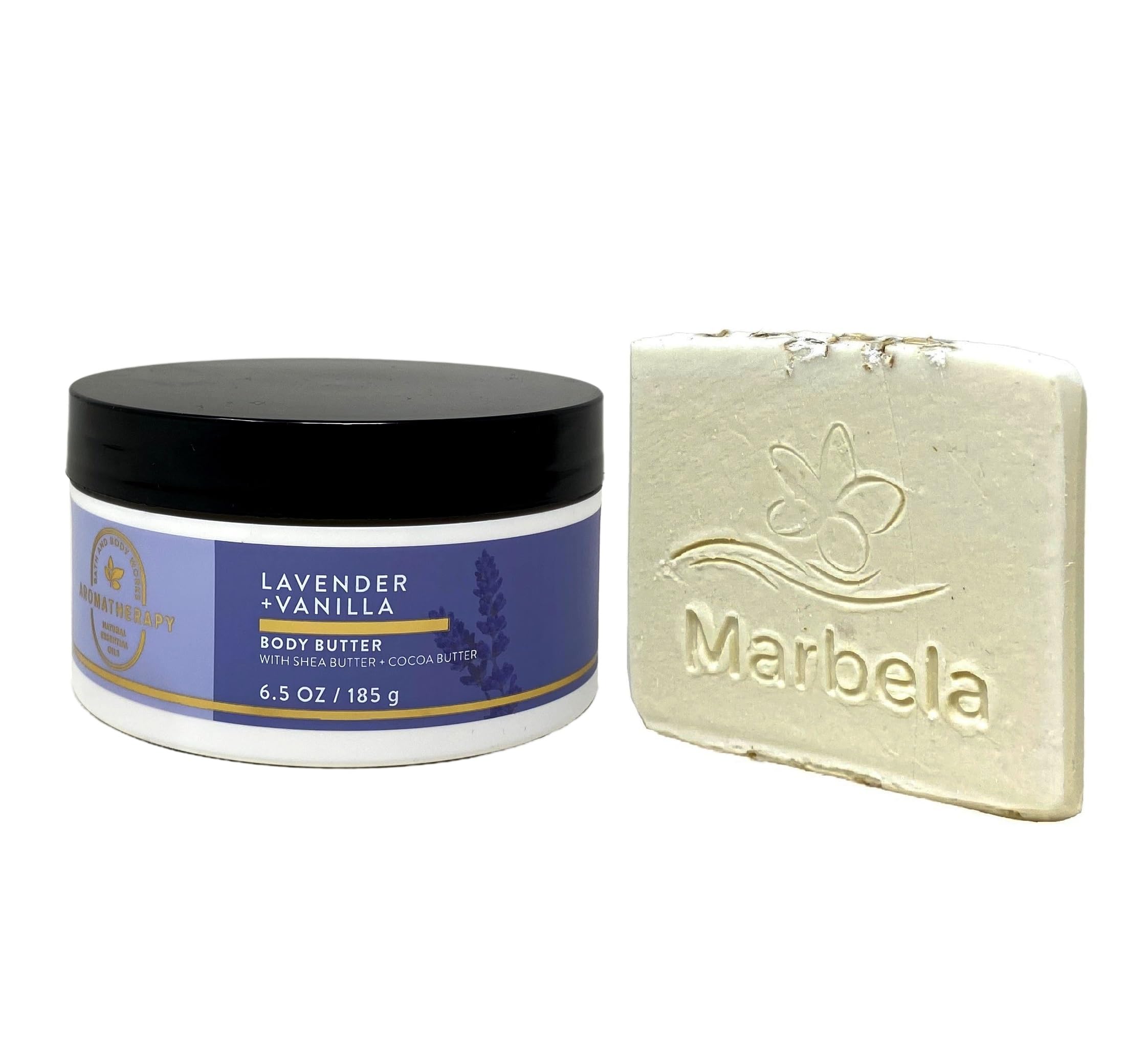Bath & Body Works Aromatherapy Lavender Vanilla Body Butter with Natural Oats Soap Sample - Moisturizing Skin Care for Relaxation & Stress Relief - Perfect for Spa Nights & Self-Care Routines