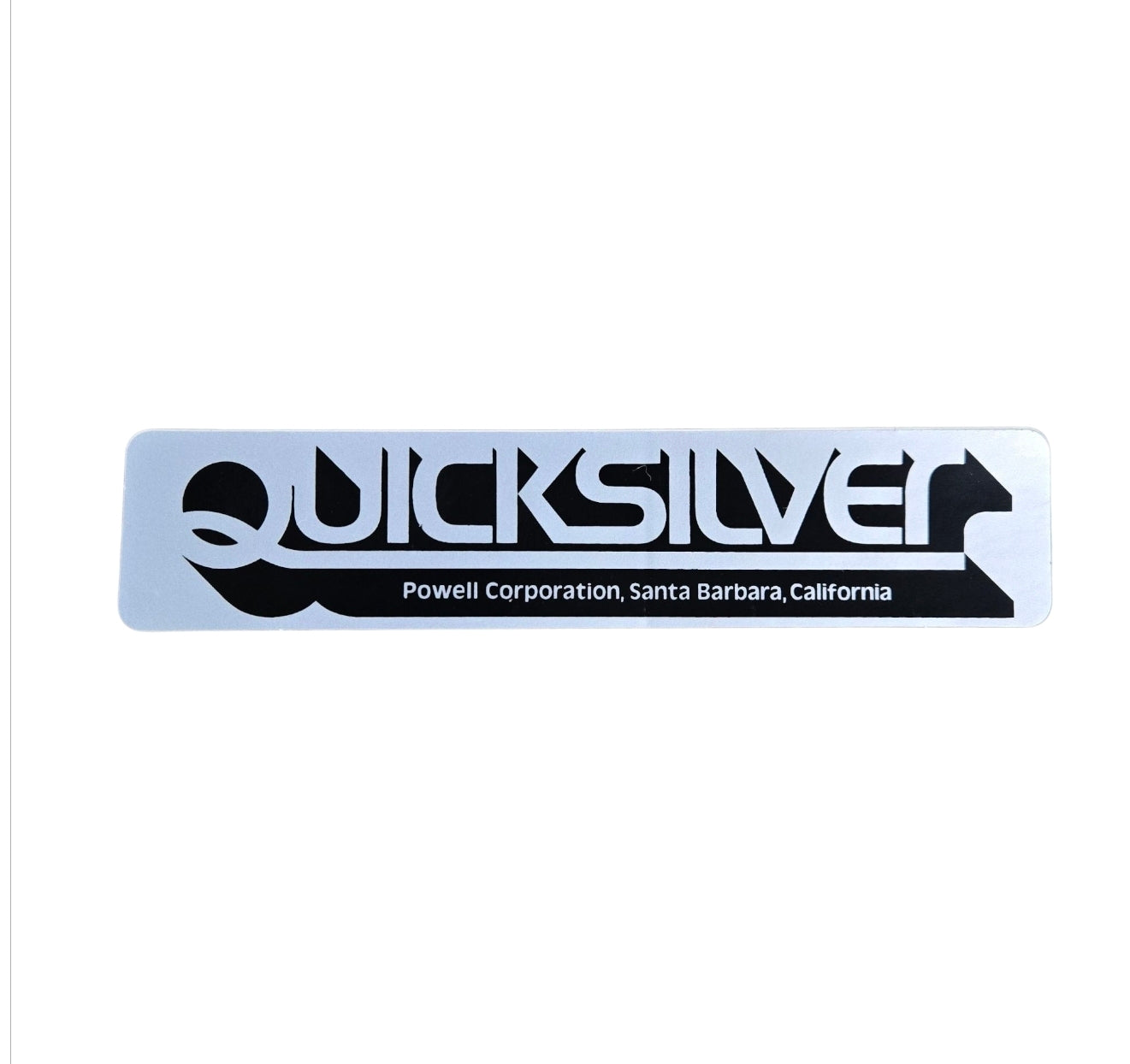 Vintage Powell Peralta QUICKSILVER Skateboard Sticker - Silver Decal for Skateboards, Laptops & DIY Projects - Perfect for Skateboard Enthusiasts and Retro Collectors