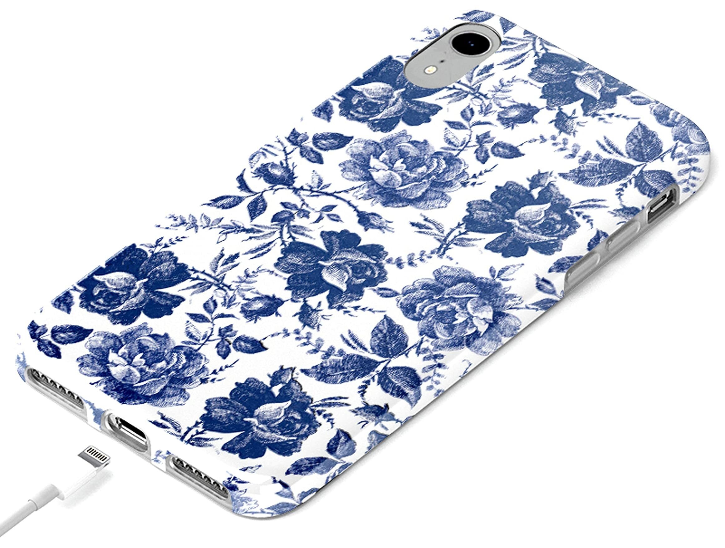Casely iPhone XR Floral Case - Rose to Fame Coquette Design | Blue & White Rose Phone Cover | Slim Protective Case for Women & Girls | Perfect for Everyday Use, Work & Travel