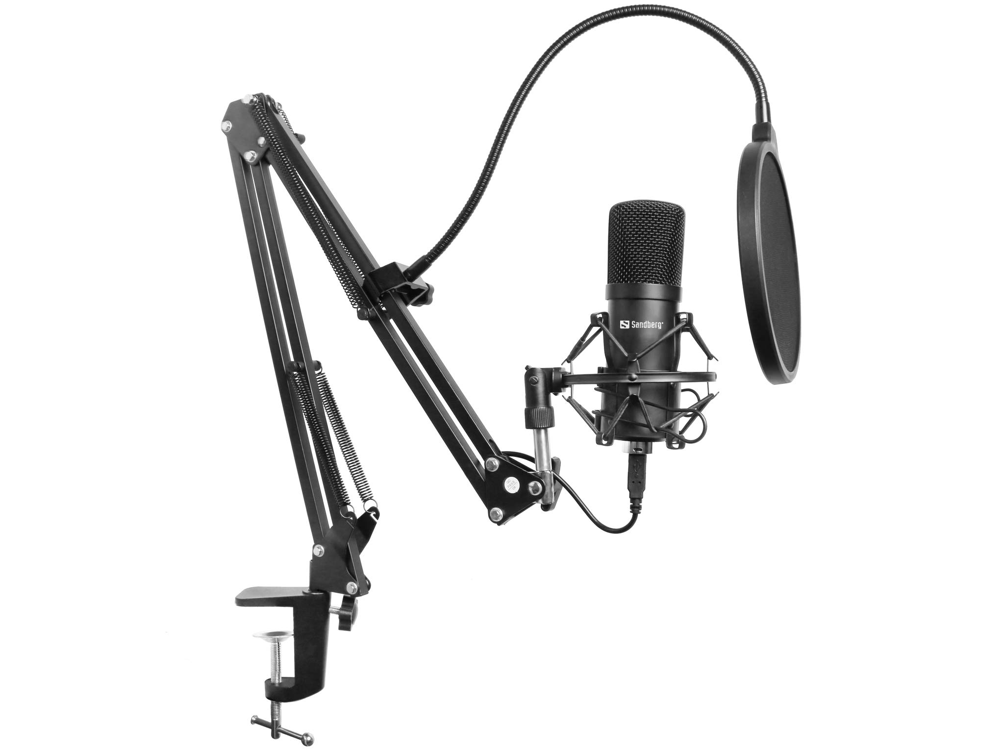 Sandberg Streamer USB Microphone Kit (Model 126-07) - Professional Black Condenser Mic for Streaming, Podcasting & Gaming - Perfect for Twitch, YouTube & Voice Recording