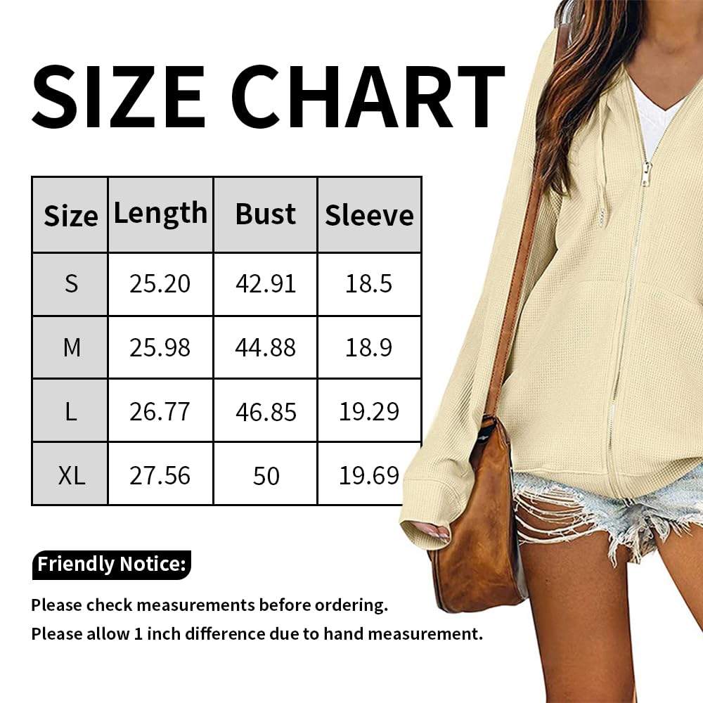 TBA Women's Waffle Knit Hooded Zip-Up Jacket - Loose Fit Long Sleeve Casual Sweatshirt with Drawstring & Pockets | Perfect for Outdoor Activities, Lounge Wear & Fall Layering