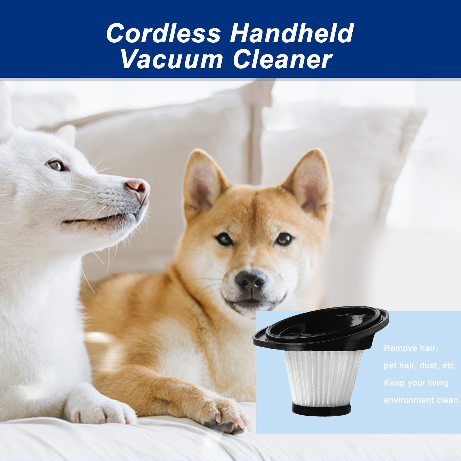 16 Pack Replacement Handheld Vacuum Filters for VL189 - Washable & Reusable HEPA Filters - Perfect for Pet Hair, Dust, and Allergen Removal in Homes and Offices