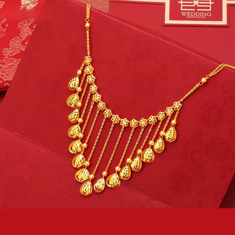 24K Pure Gold Necklace Real AU 999 Solid Gold Chain - Classic & Trendy Fine Jewelry for Women - Perfect for Parties, Weddings & Special Occasions - Hot New 2023 Collection