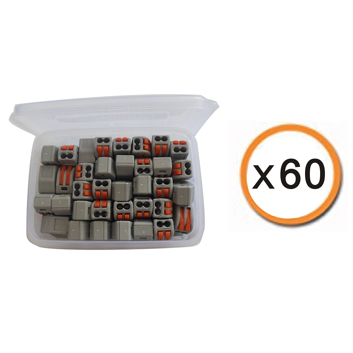 Compact Lever Wire Connectors - Fast Connection Splicing Terminals for 28-12 AWG Wires (60 Pack) | Quick Electrical Connectors for Home Wiring, DIY Projects & Automotive Repairs
