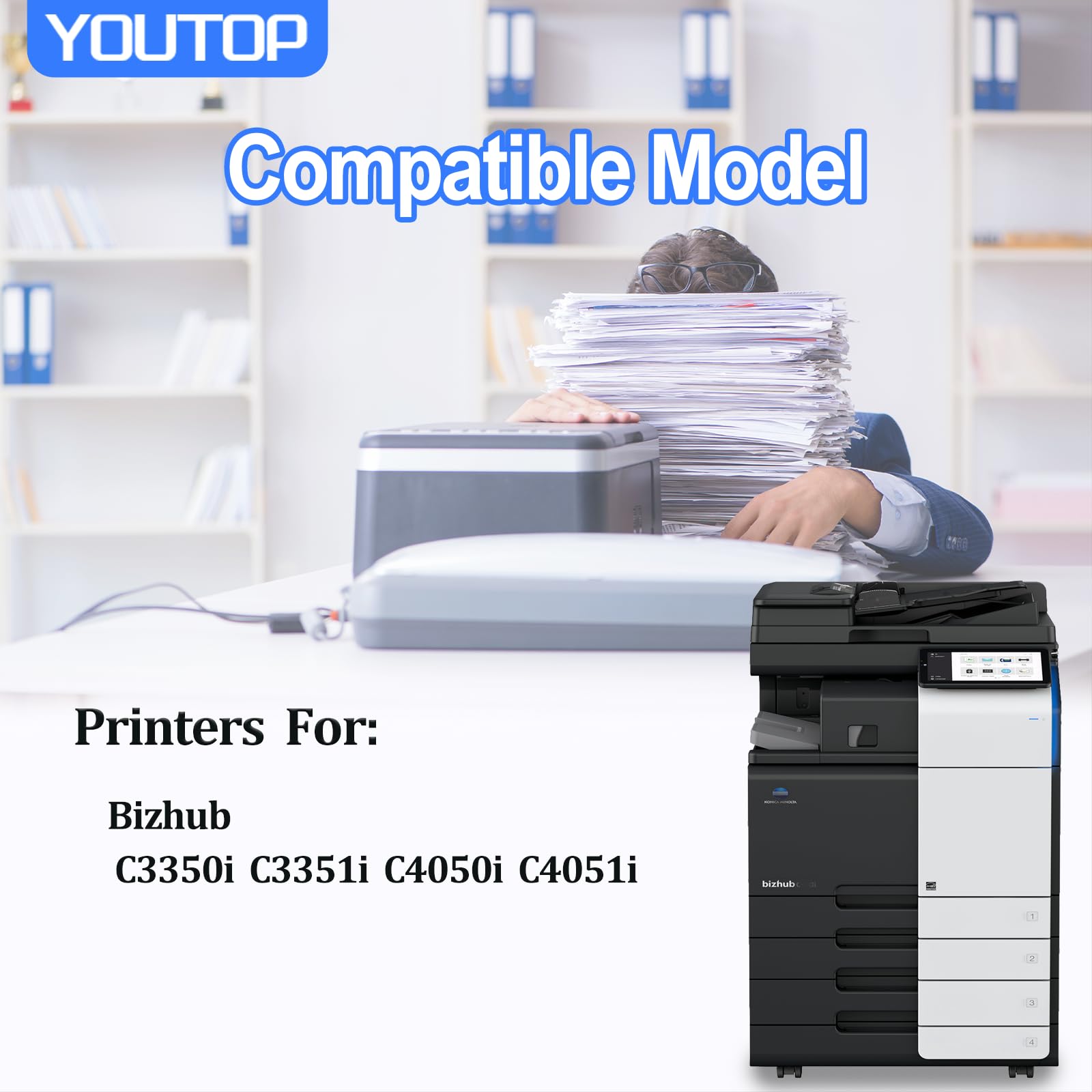 2PK High Yield Black Toner Cartridge (AAJW130) - Replacement for Konica Minolta Bizhub C3350i C3351i C4050i C4051i Printers | Compatible with Office & Commercial Printing Needs