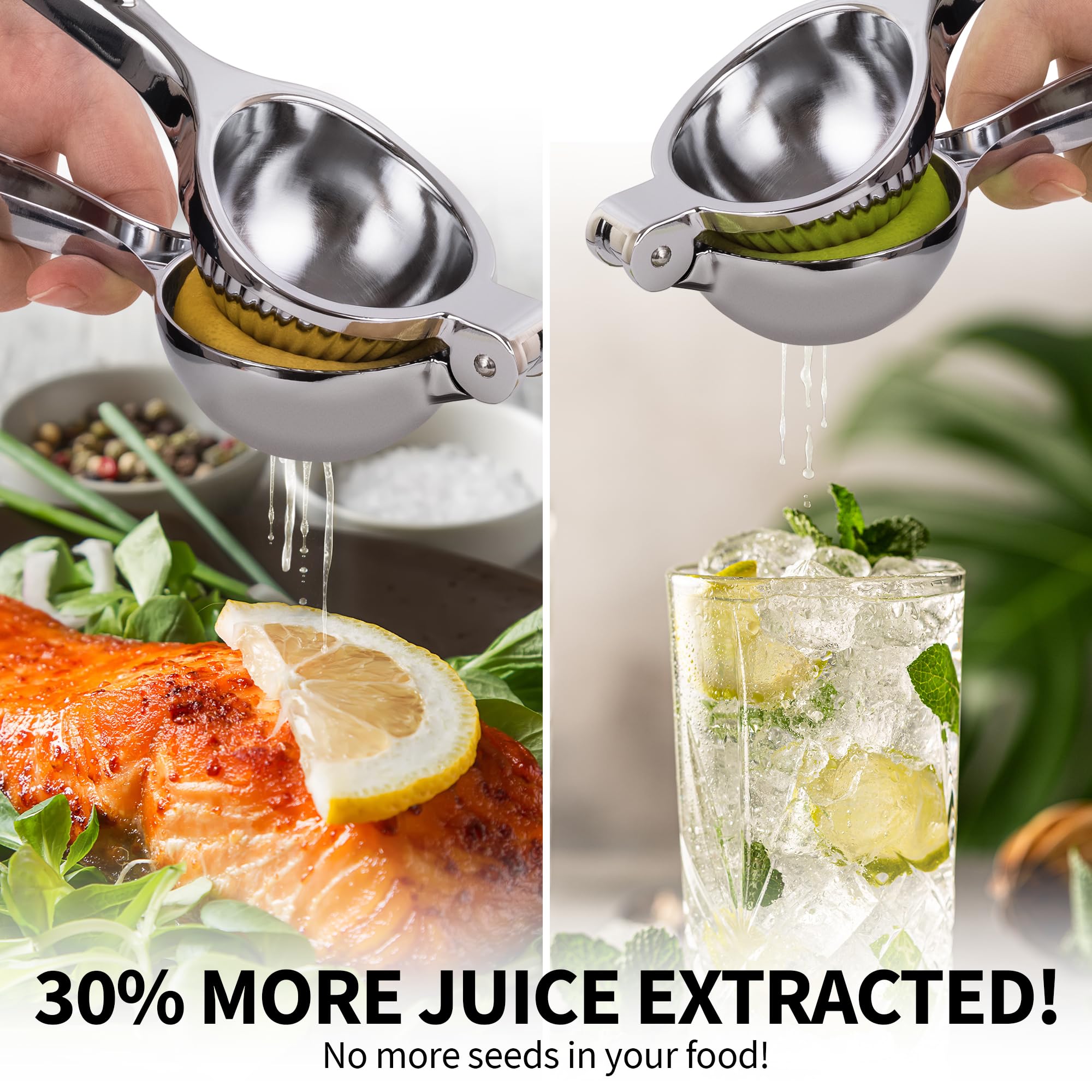 Premium Stainless Steel Lemon Squeezer - Heavy Duty Handheld Citrus Press for Lemons, Limes & Oranges - Easy to Clean Manual Juicer with Non-Slip Base - Perfect for Cocktails, Baking & Healthy Juicing at Home