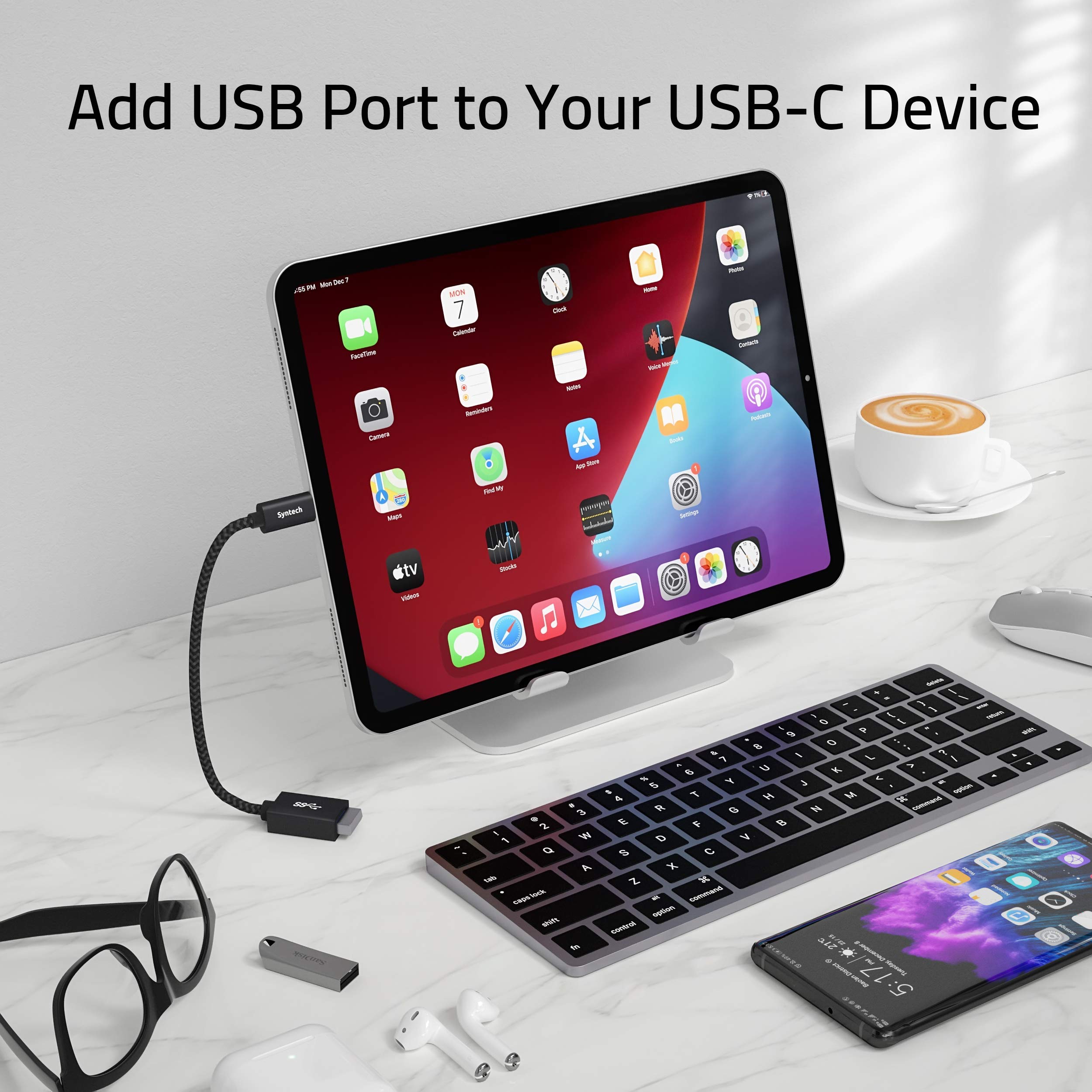 Syntech USB C to USB 3.0 Adapter 2 Pack - Type C Male to USB Female OTG Converter - Thunderbolt 3 Compatible with iPhone 16/15 Pro Max, iPad Mini 6, MacBook Pro/Air - Perfect for Data Transfer, Charging & Connecting Peripherals