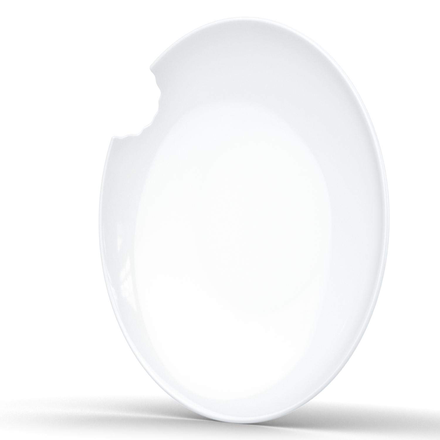 FIFTYEIGHT PRODUCTS Porcelain Deep Plates with Bite Mark Design - 9.4 Inch White Dinner Plates (Set of 2) - Elegant Tableware for Restaurants, Home Dining & Special Occasions