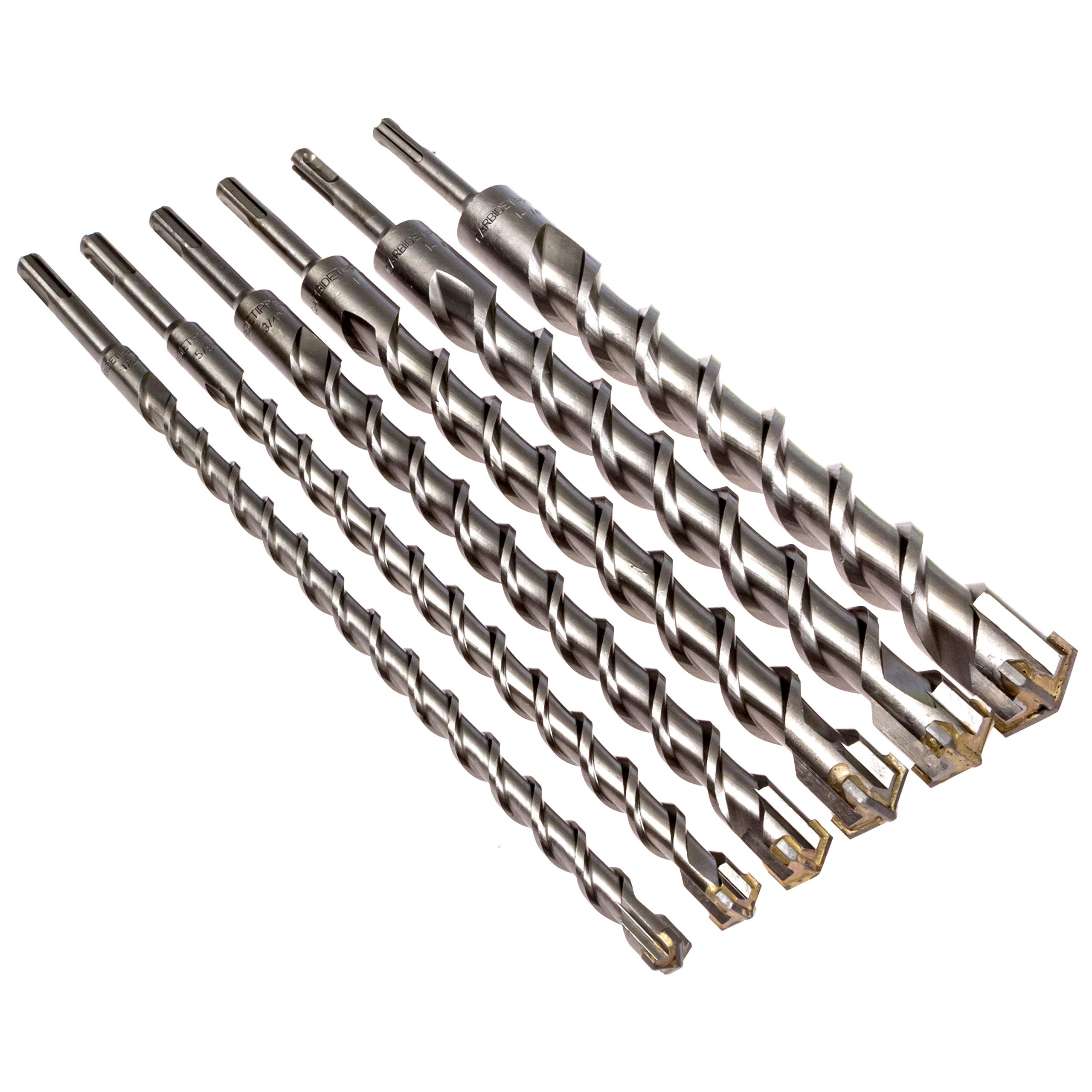 6-Piece Carbide Tipped Masonry Drill Bit Set - SDS Plus Shank for Concrete, Brick & Stone - Perfect for Construction, Home Renovation & DIY Projects