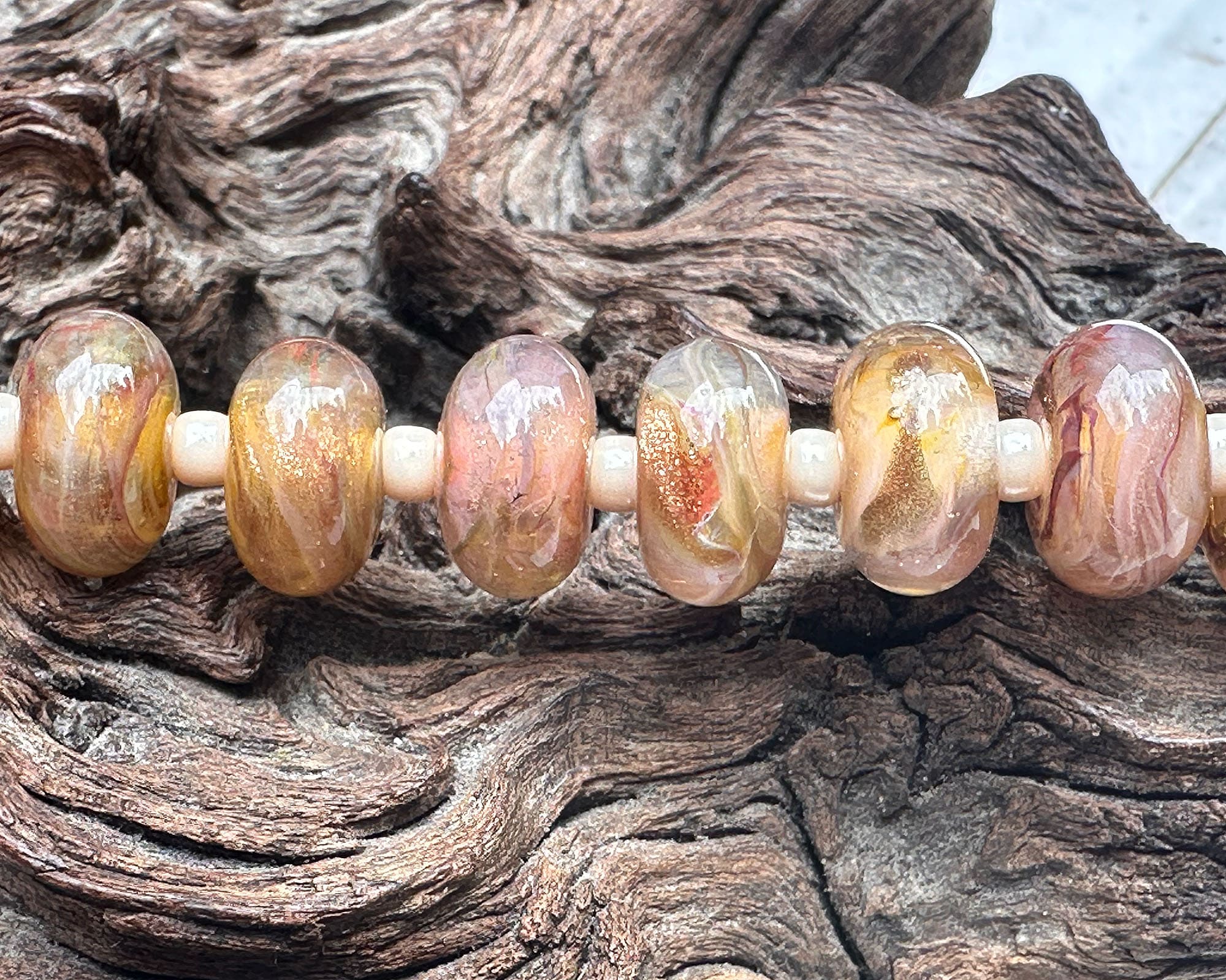 Sunset Glow Pink Shimmer Lampwork Glass Beads for Jewelry Making - DIY Bracelets, Necklaces & Home Decor Crafts
