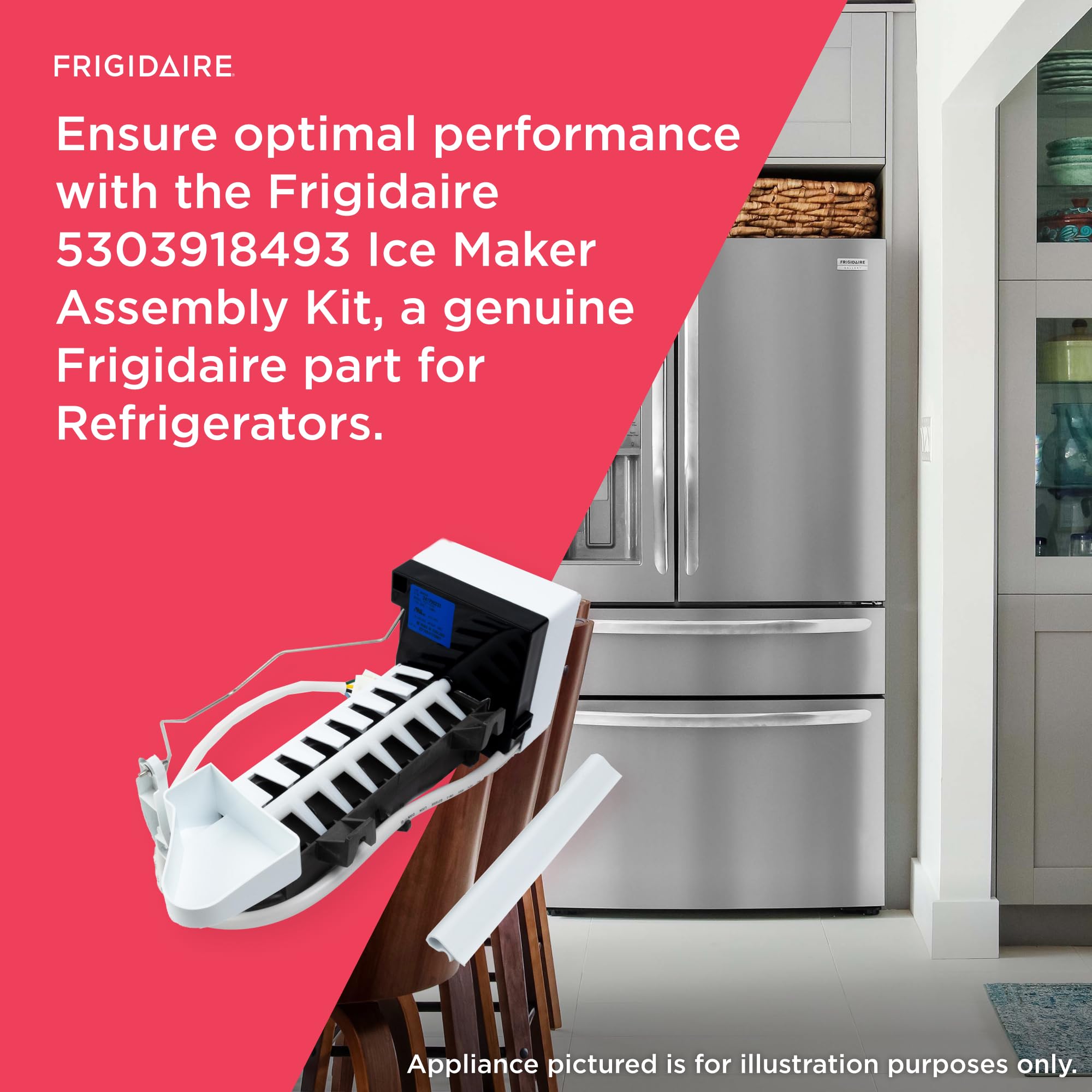 Frigidaire 5303918493 Ice Maker Assembly Kit - Replacement Part for Refrigerators - Perfect for Home Kitchen Appliance Repair and Maintenance