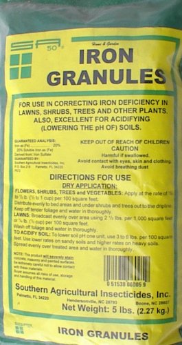 Iron Granules with 20% Ferrous Sulfate - 5 lb Bag (10 Bags per Case) for Lawn Care, Soil Amendment & Plant Nutrition