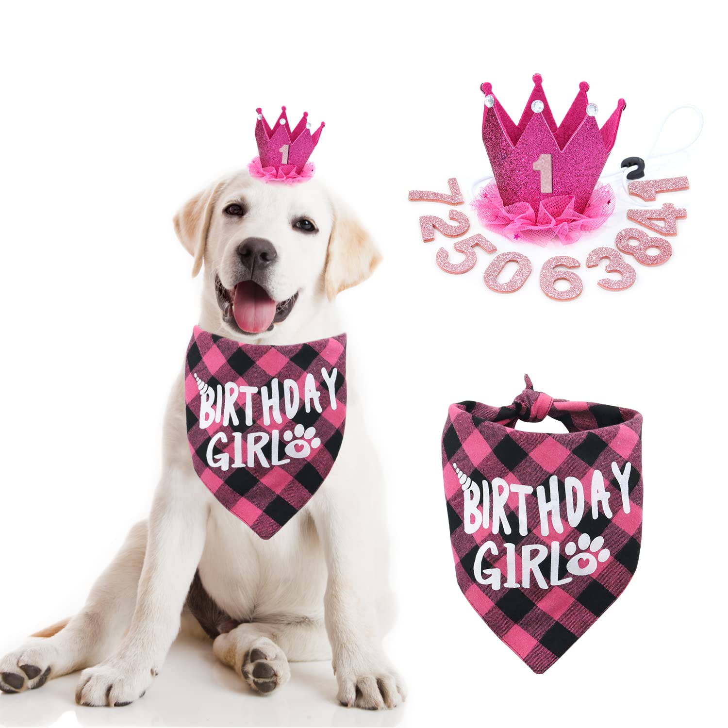 Dog Birthday Bandana with Number - Cute Pet Bandana for Small & Medium Dogs - Perfect for Birthday Parties & Photo Shoots