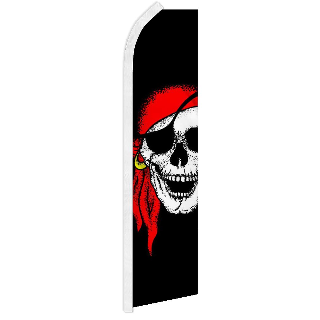 Red Bandana Pirate Flag - Jolly Roger Swooper - Perfect for Halloween Decorations, Pirate Themed Parties & Nautical Home Decor