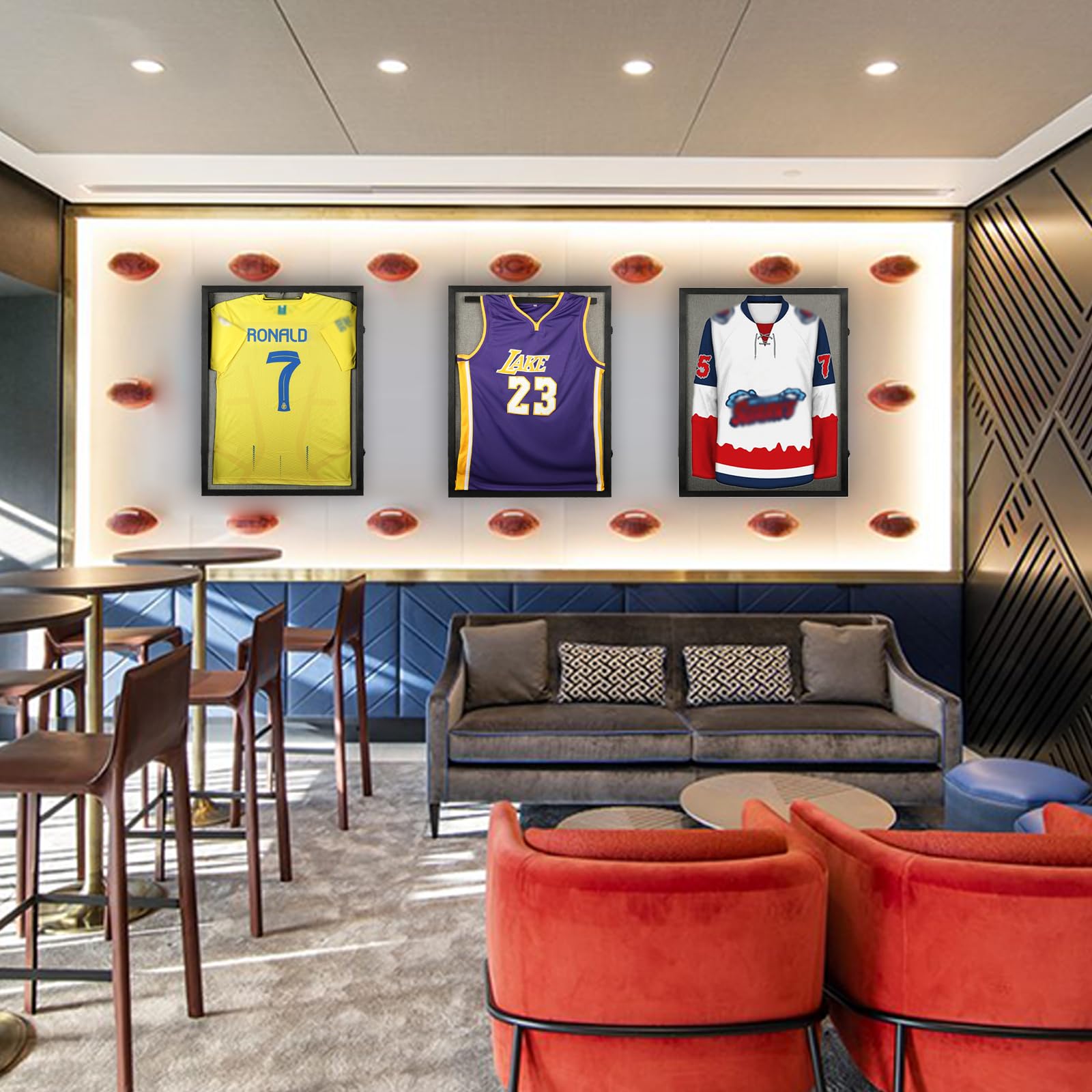 Odjaraye 3 Pack Large Sports Jersey Display Case - Lockable Jersey Shadow Box with 98% UV Protection for Football, Baseball, Basketball, Hockey, Soccer & T-Shirts (Black) - Perfect for Memorabilia Display in Home, Office or Man Cave
