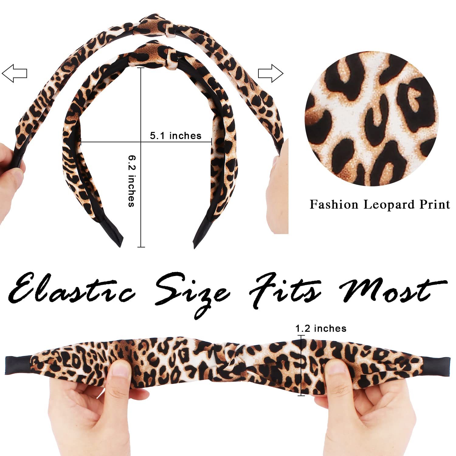 TOBATOBA Leopard Print Hairband for Women - 3PCS Cheetah Print Knotted Headbands, Fashion Hair Accessories for Women & Girls | Perfect for Workouts, Yoga, Parties & Everyday Style