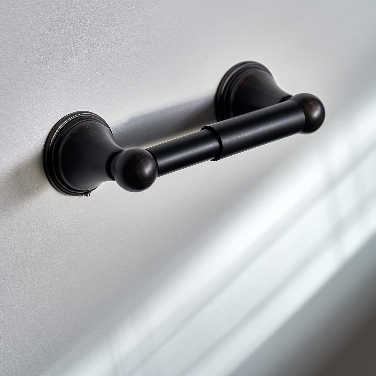 Qualihome Universal Plastic Spring Loaded Toilet Paper Holder Replacement Rod - 1 Pack, Black - Durable Bathroom Accessory for Home, RV & Office Use