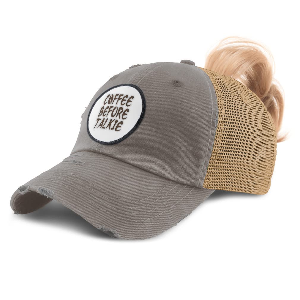 Speedy Pros Women's High Ponytail Baseball Cap - Adjustable Coffee-Themed Hat for Running, Hiking & Outdoor Activities