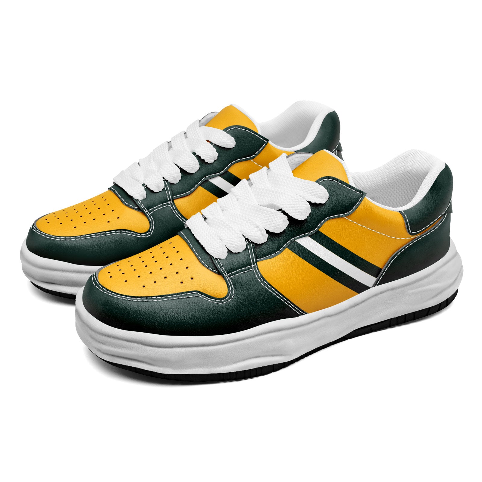 Custom Green & Yellow Green Bay Packers Sneakers - Personalized Team Logo Basketball Shoes FN032 D020389 Size 13 - Perfect for Game Day, Sports Fans & Casual Wear