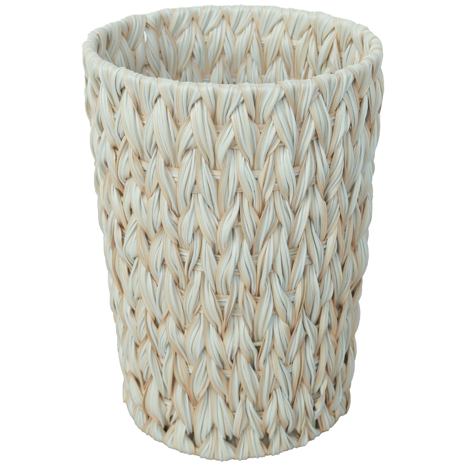 Wicker Trash Can 2 Gallon - Boho Decorative Waste Basket for Bathroom, Bedroom & Office - Cream White Small Garbage Bin - Perfect for Home, Dorm & Vanity Organization