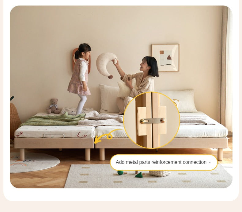 Birch Solid Wood Twin Over Full Bunk Bed - Sturdy Platform Bed Frame Without Headboard - Perfect for Kids' Room, Guest Room & Small Space Saving
