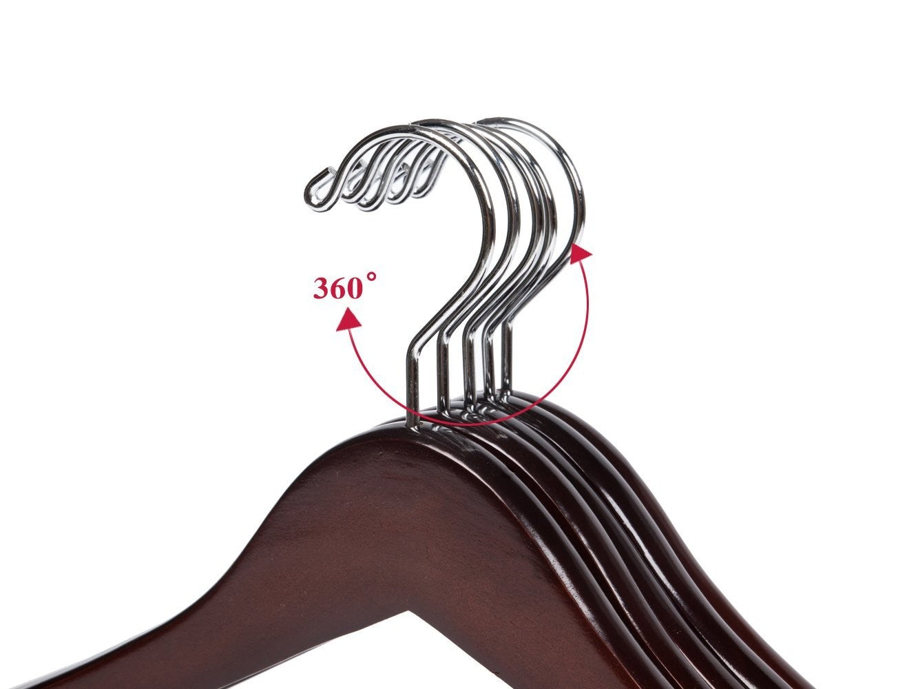 Premium Flat Wooden Clothes Hanger for Dresses & Shirts - Walnut & Chrome Finish - Space Saving Closet Organizer for Home & Retail Display