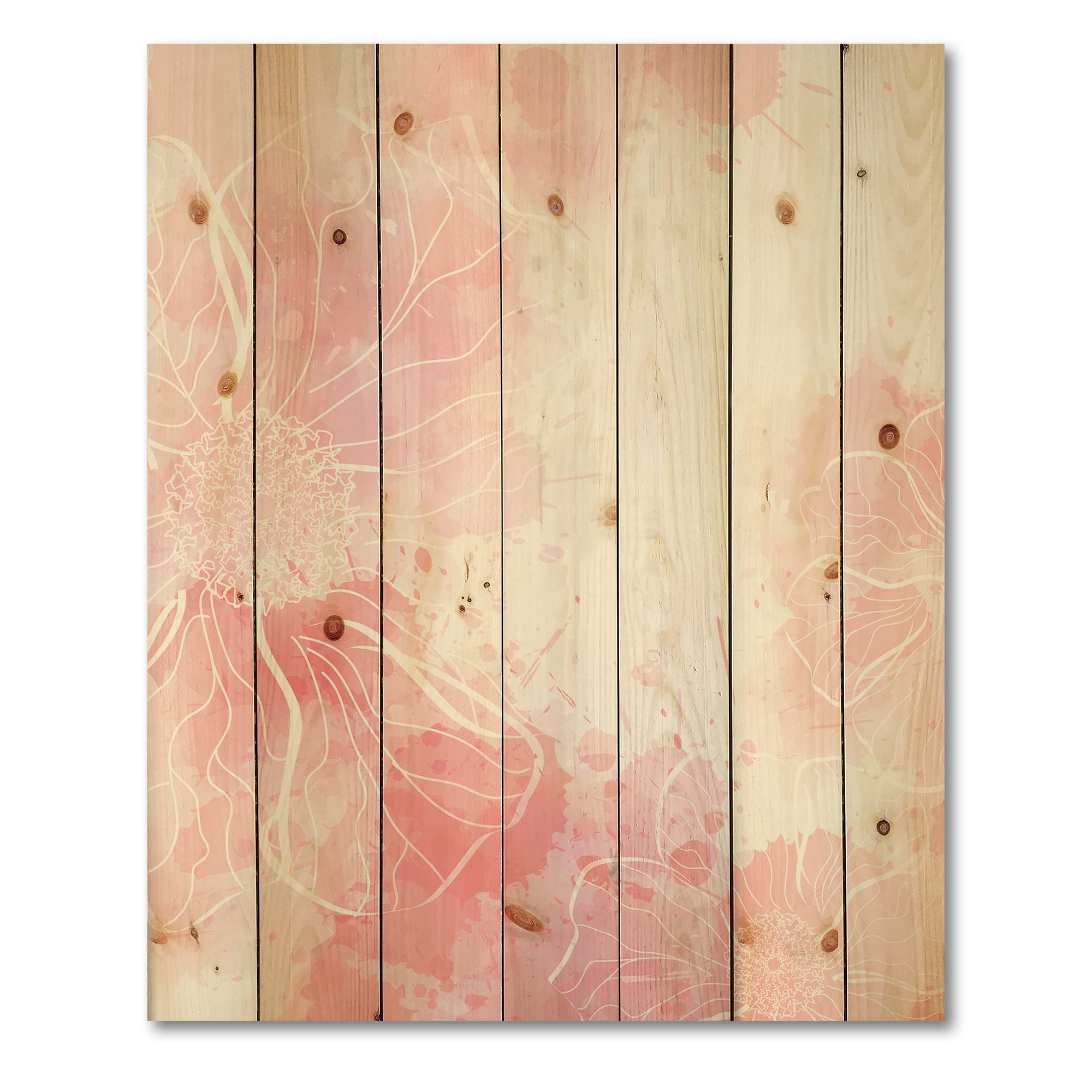 Abstract Pink Floral Wood Wall Art - Modern & Contemporary Large Wooden Wall Decor Panel - Handmade Pine Wood Wall Hanging for Living Room, Bedroom & Office Decor