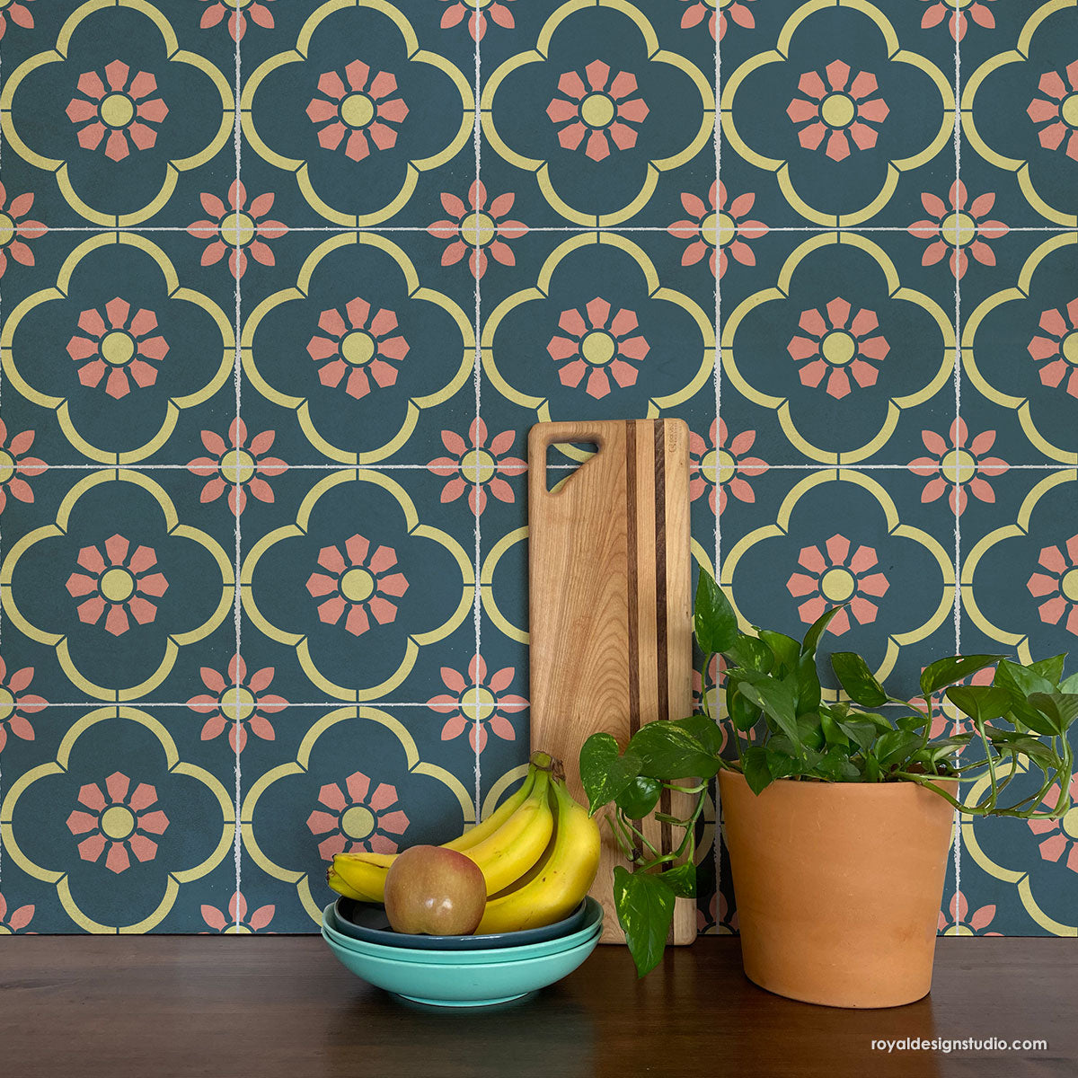 San Miguel Floral Tile - Handcrafted Mexican Ceramic Tiles for Kitchen Backsplash, Bathroom Wall Decor, and Outdoor Patio Design
