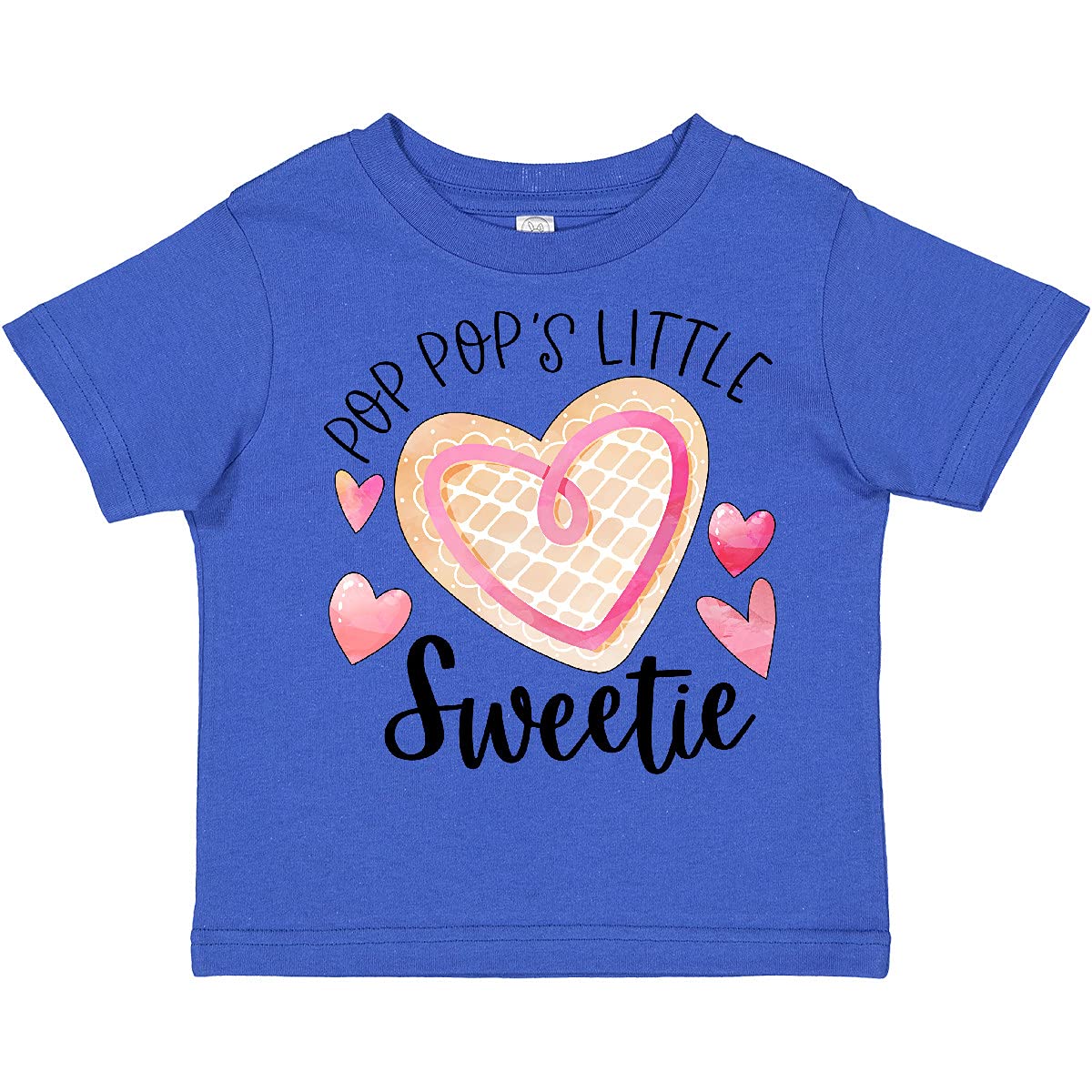 Inktastic Pop Pop's Little Sweetie Pink Heart Cookie Toddler T-Shirt - Cute Baby Girl Outfit for Family Photos, Birthday Parties & Grandparents Day Gifts