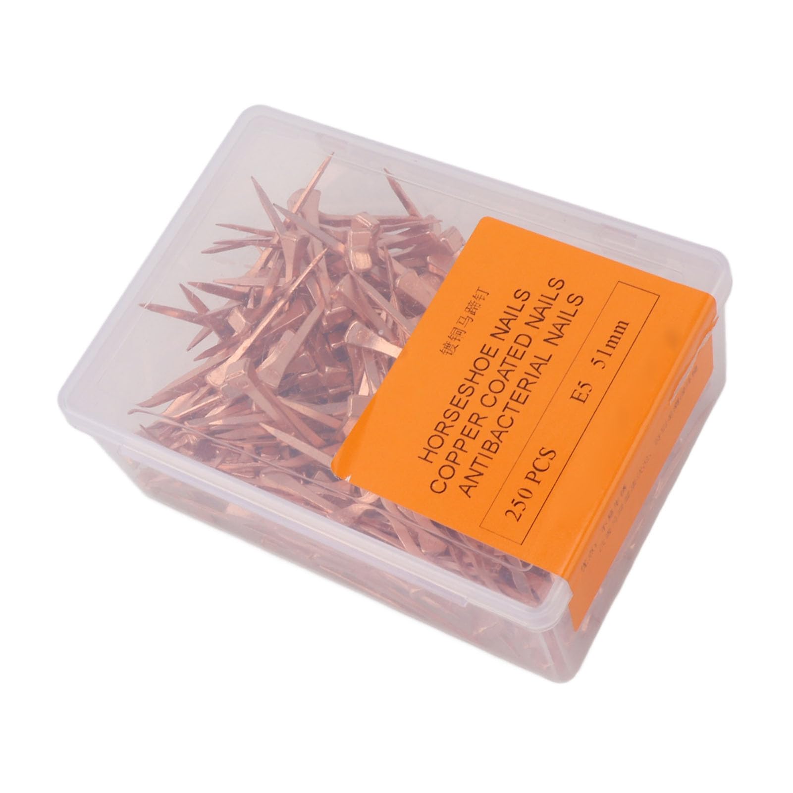 Tnfeeon 250Pcs Copper Horseshoe Nails - Rustproof Plated Equestrian Riding Equipment for Horses, Gardening & Farming Supplies (51mm E5) - Perfect for Horse Shoeing, Stable Maintenance & DIY Projects