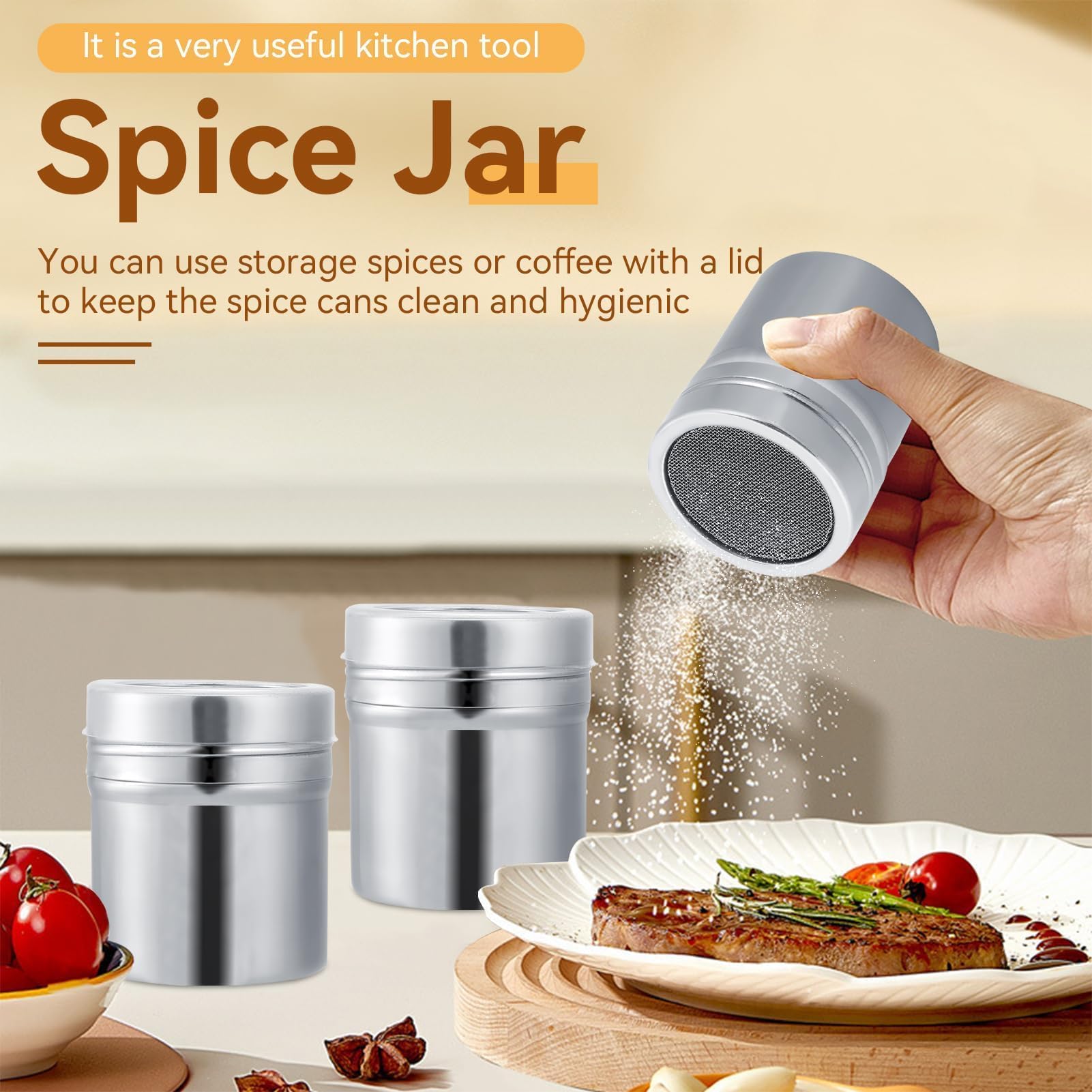 Premium Stainless Steel Fine Mesh Shaker with Lid - Perfect for Powdered Sugar, Cinnamon, Cocoa & Baking Ingredients | Ideal for Home Baking, Cake Decorating & Coffee Shops