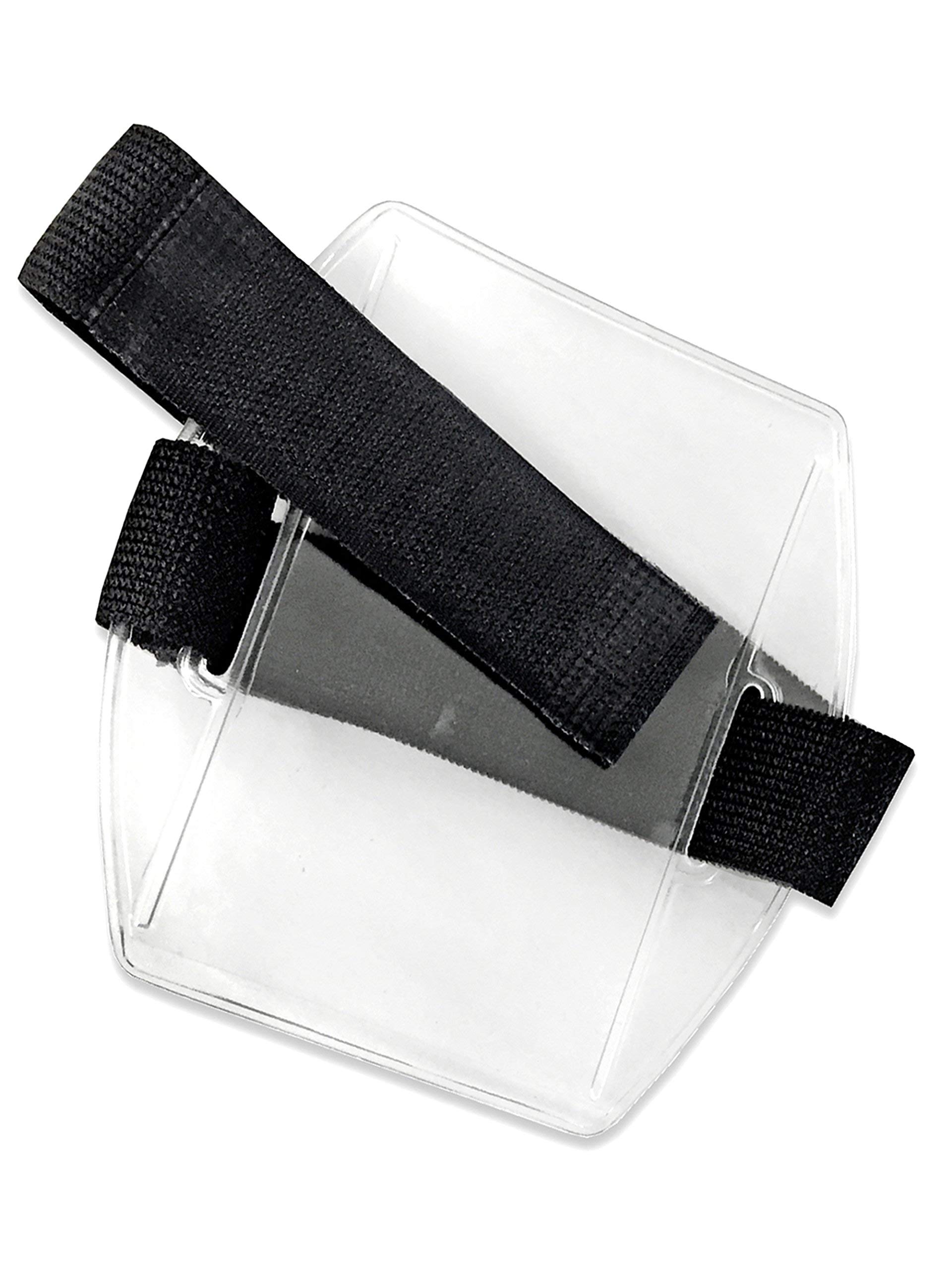 100pcs Black Adjustable Armband ID Badge Holders with Secure Strap - Perfect for Events, Conferences & Workplace Security by OnDepot.com