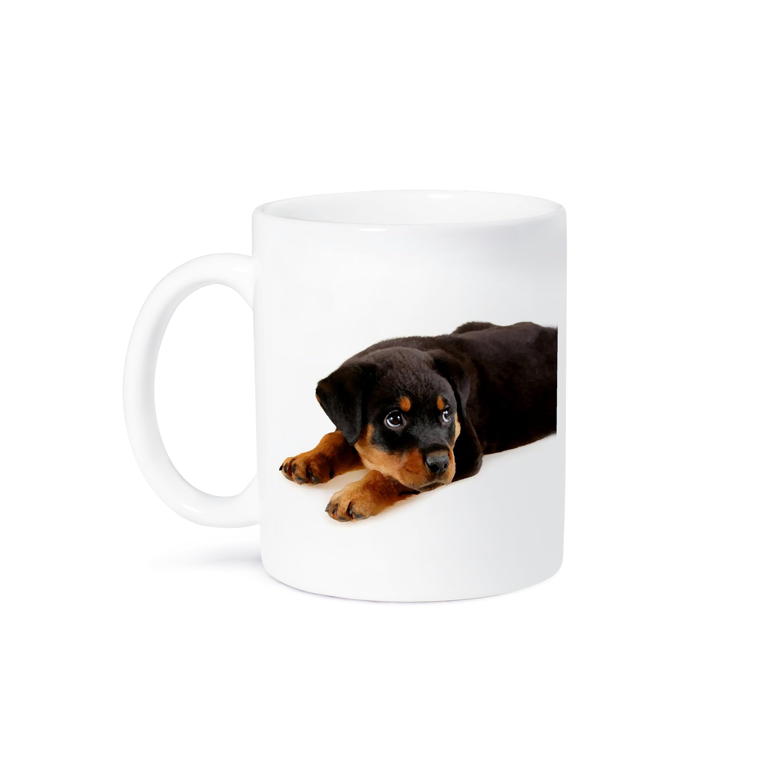 3D Rose Rottweiler Puppy Ceramic Coffee Mug - 11 oz Cute Dog Lover Gift for Home, Office & Pet Lovers - Perfect for Tea, Coffee & Hot Drinks