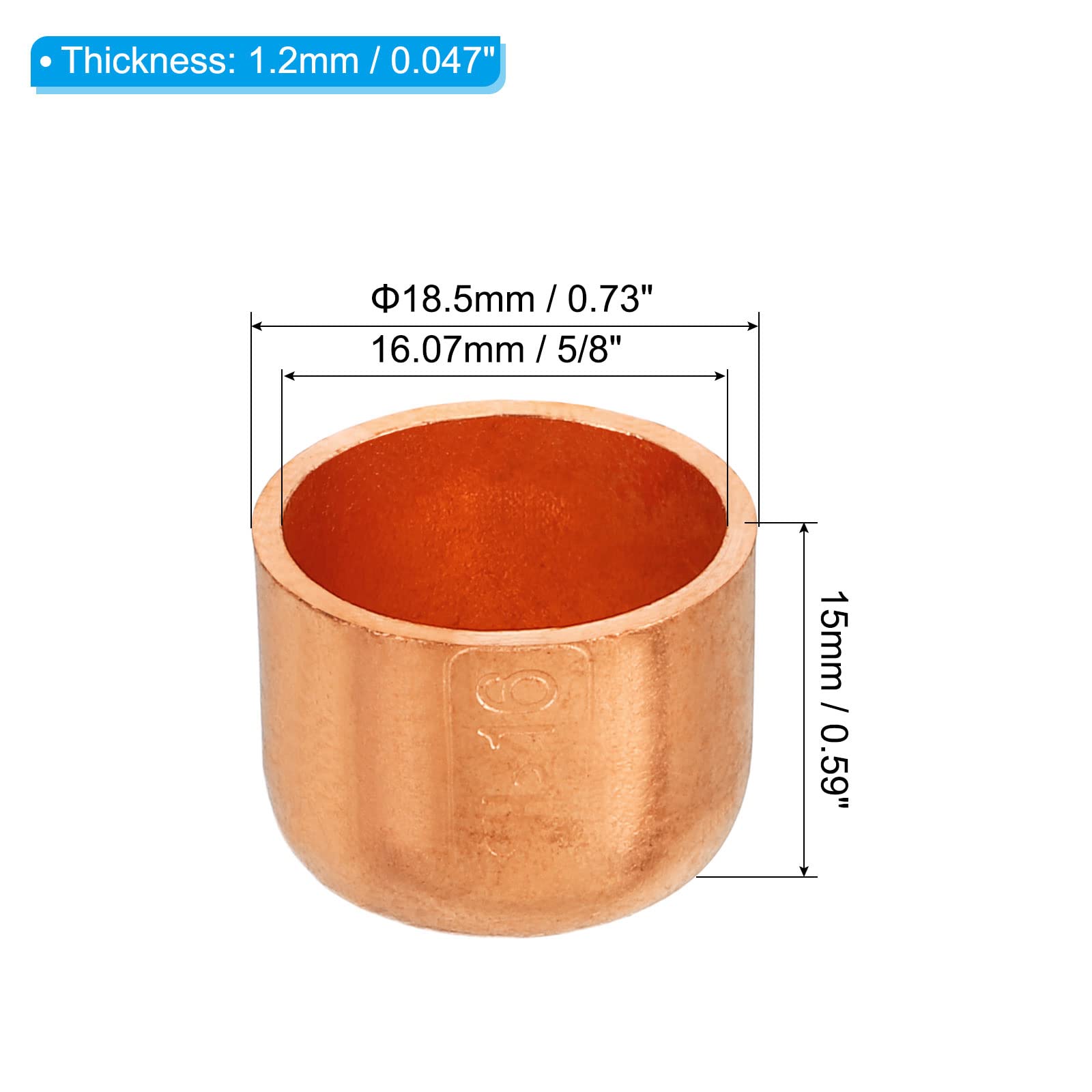 5/8 Inch ID Copper Pipe End Cap - PATIKIL Sweat Plug Solder Fitting for Plumbing, HVAC & AC Systems - Perfect for Pipe Sealing, Repair & Maintenance in Home, Commercial & Industrial Applications