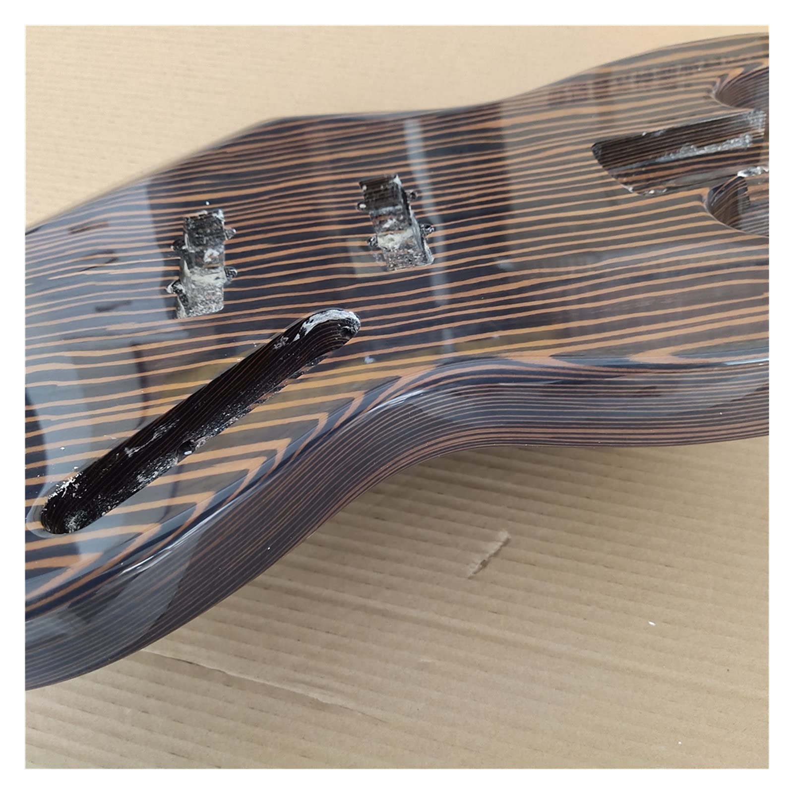 DIY Unfinished Zebrawood Bass Guitar Body Kit - Handmade Gloss Finish for Custom Guitar Building | Perfect for Luthiers, Musicians & Guitar Enthusiasts