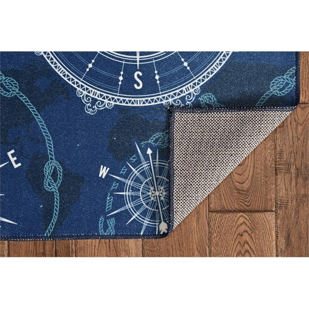 5'x7' Blue Washable Polyester Rug - Soft & Durable Transitional Style for Living Room, Bedroom & Office