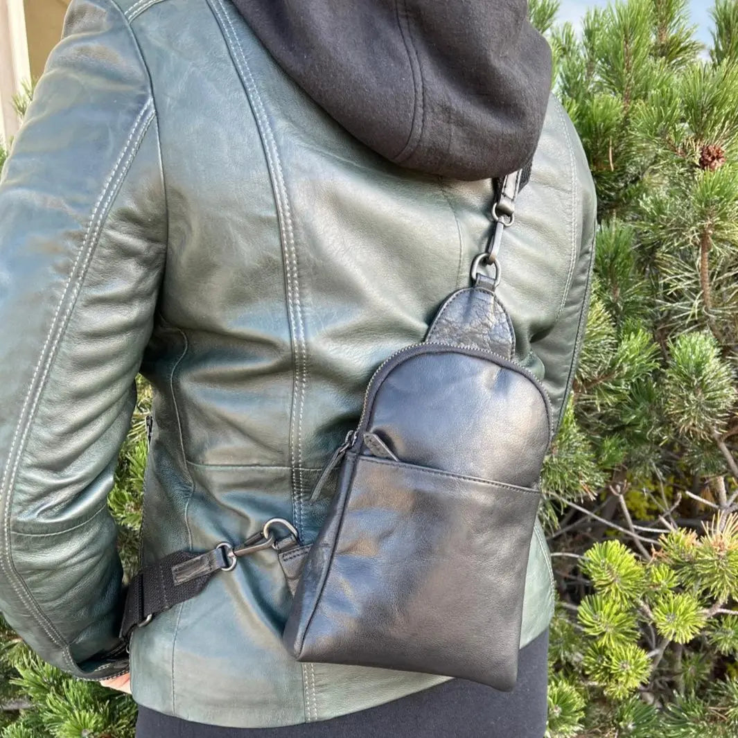 MET Andora Leather Chest Front Bag & Backpack - Stylish Crossbody Sling Bag for Hiking, Travel & Everyday Use