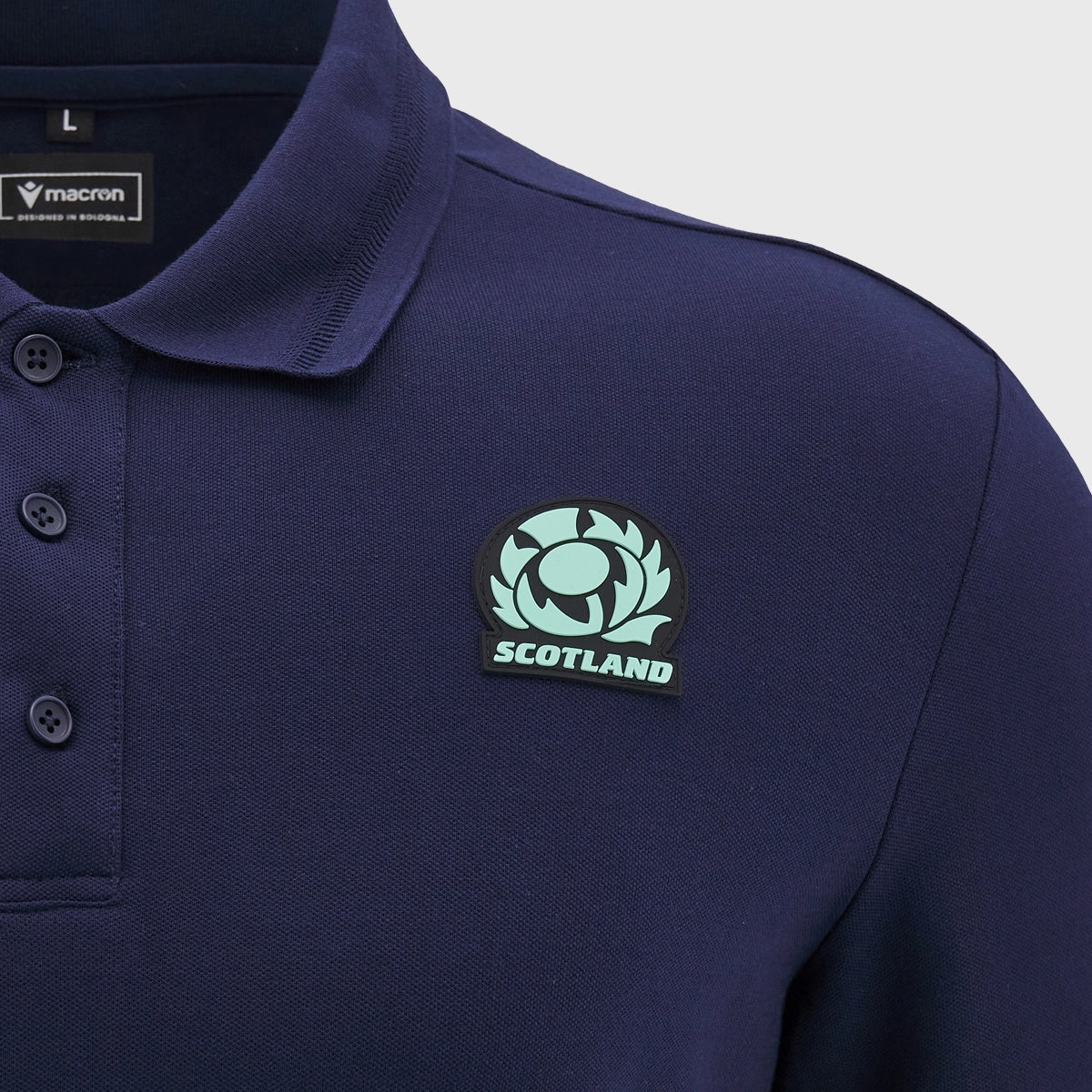 Scotland Rugby Macron Cotton Polo Shirt for Men - Breathable Athleisure Top in Navy Blue - Perfect for Training, Casual Wear & Sports Events