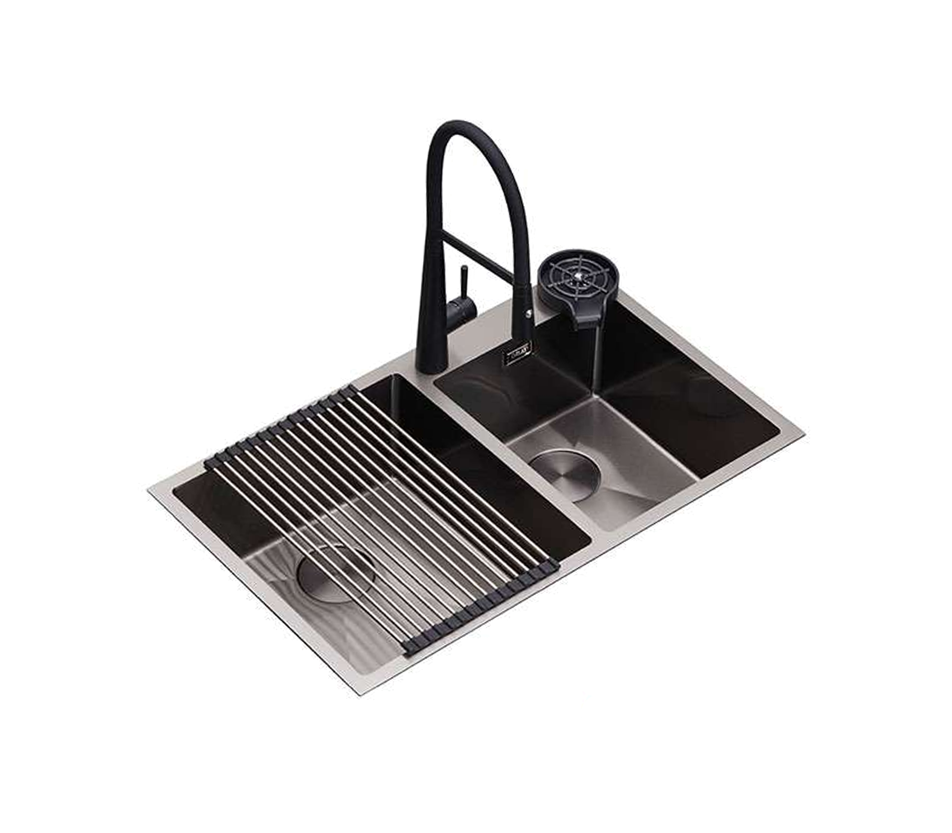 Lucca 84 Double Bowl Stainless Steel Kitchen Sink with Accessories | Durable & Stylish for Modern Kitchens | Perfect for Food Prep, Dishwashing & Entertaining