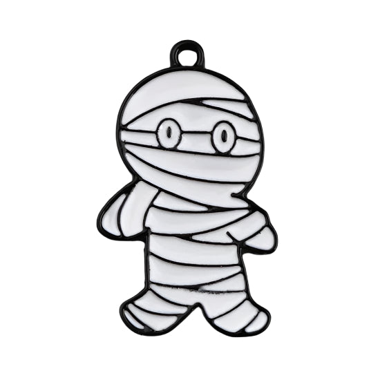 1 Mummy Enamel Metal Charm - 5 Pack - Halloween Jewelry Making Supplies for DIY Bracelets, Necklaces & Keychains - Perfect for Spooky Crafts & Costume Accessories